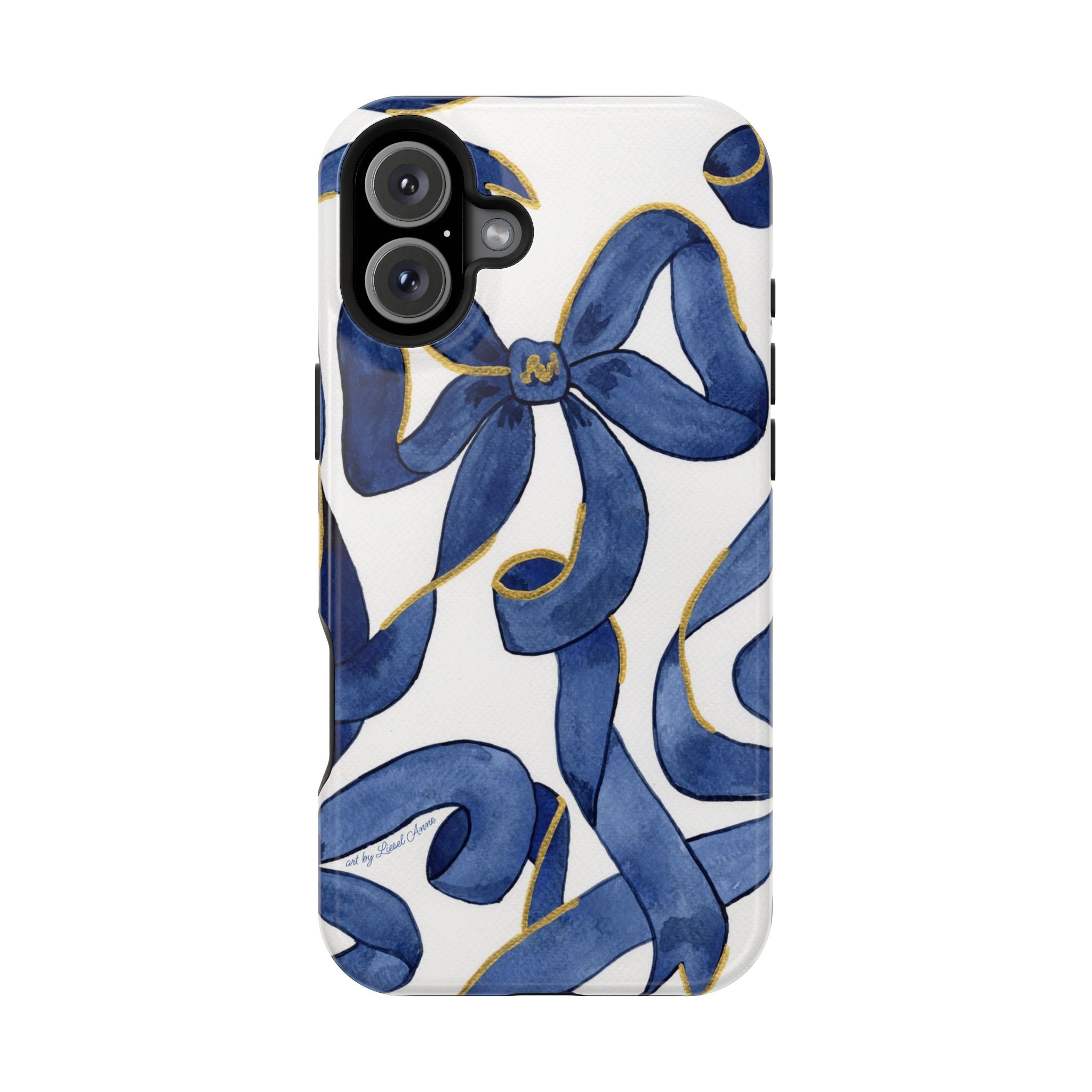 Navy Blue & White Bows MagSafe Tough Case [iPhone 13 - iPhone 16]