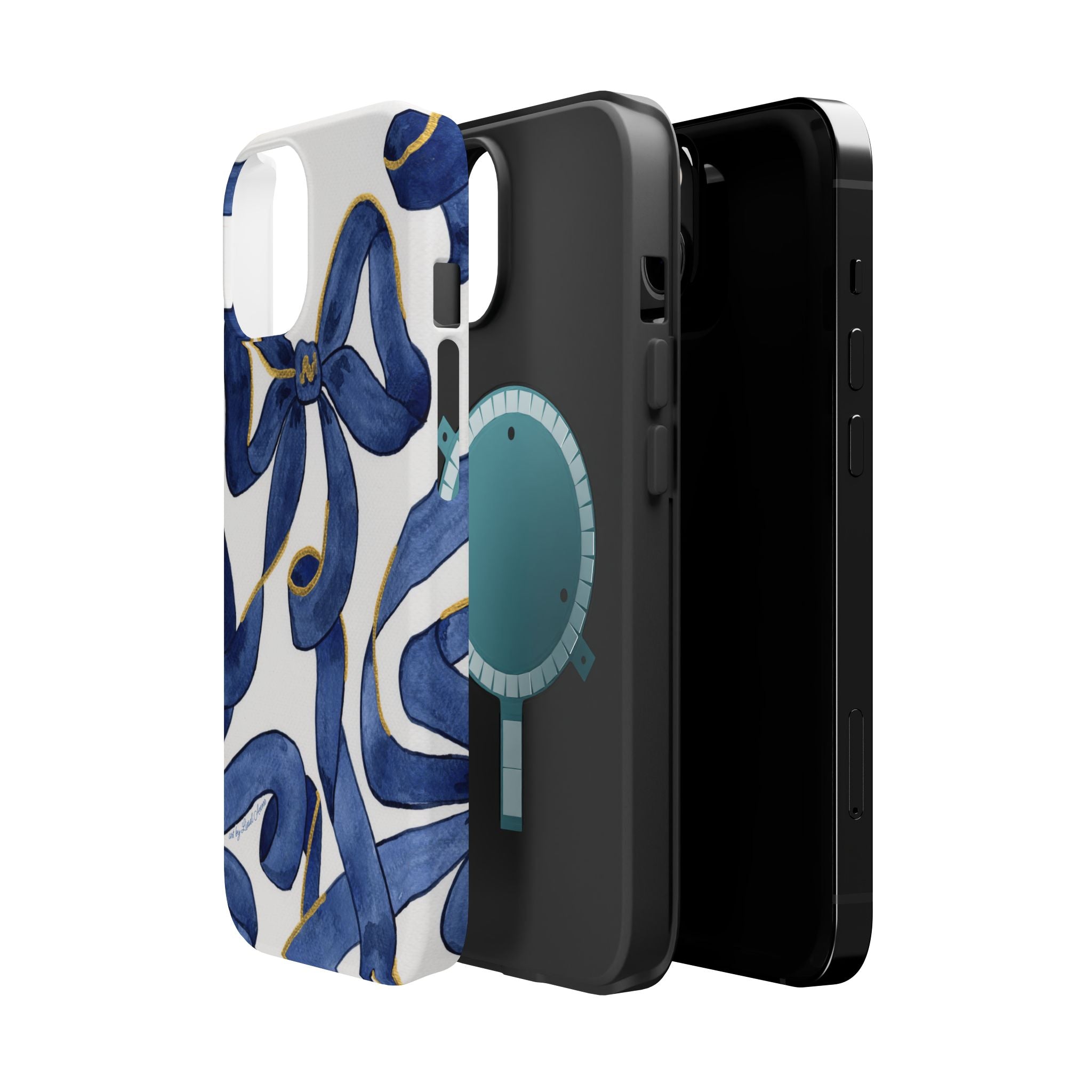 Navy Blue & White Bows MagSafe Tough Case [iPhone 13 - iPhone 16]