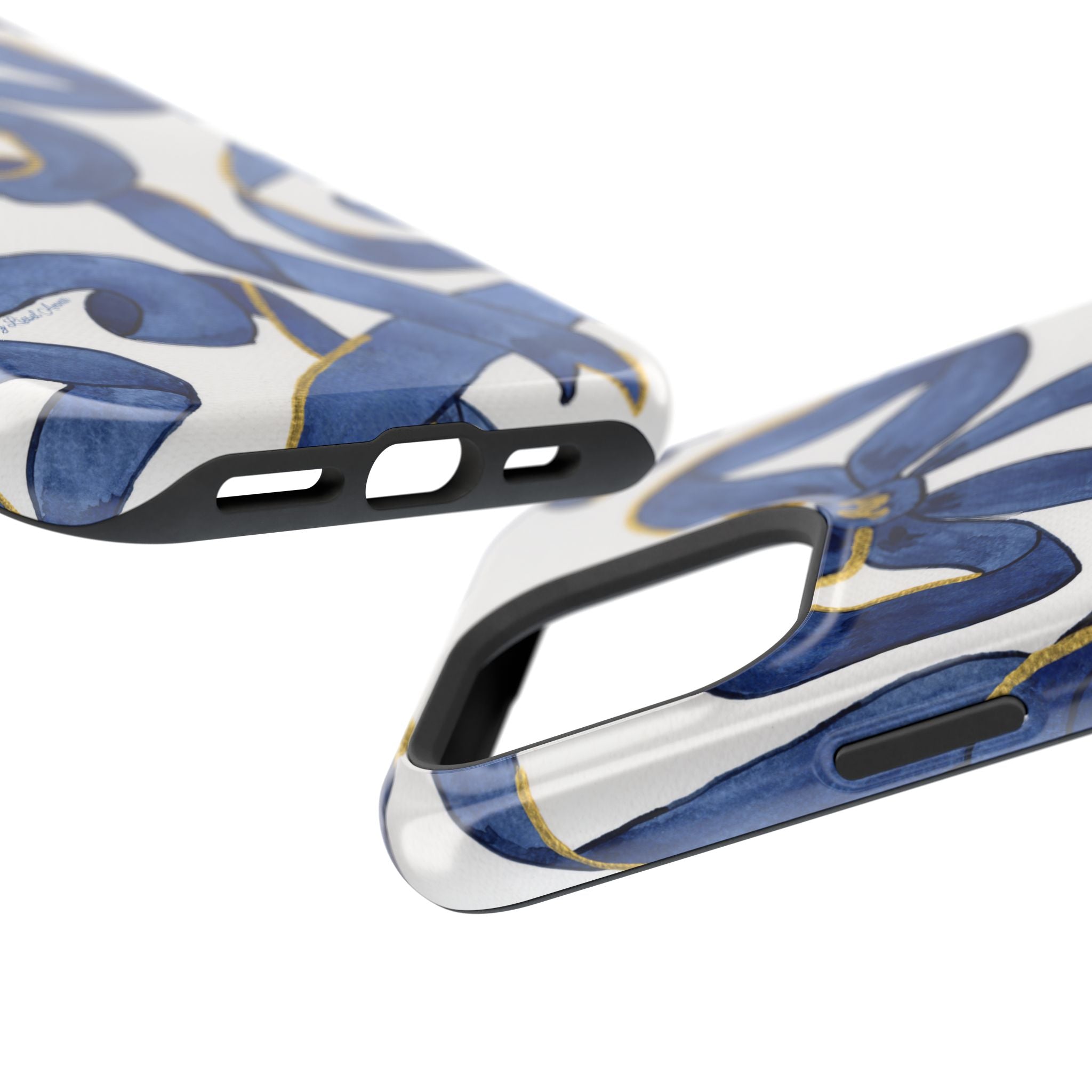 Navy Blue & White Bows MagSafe Tough Case [iPhone 13 - iPhone 16]