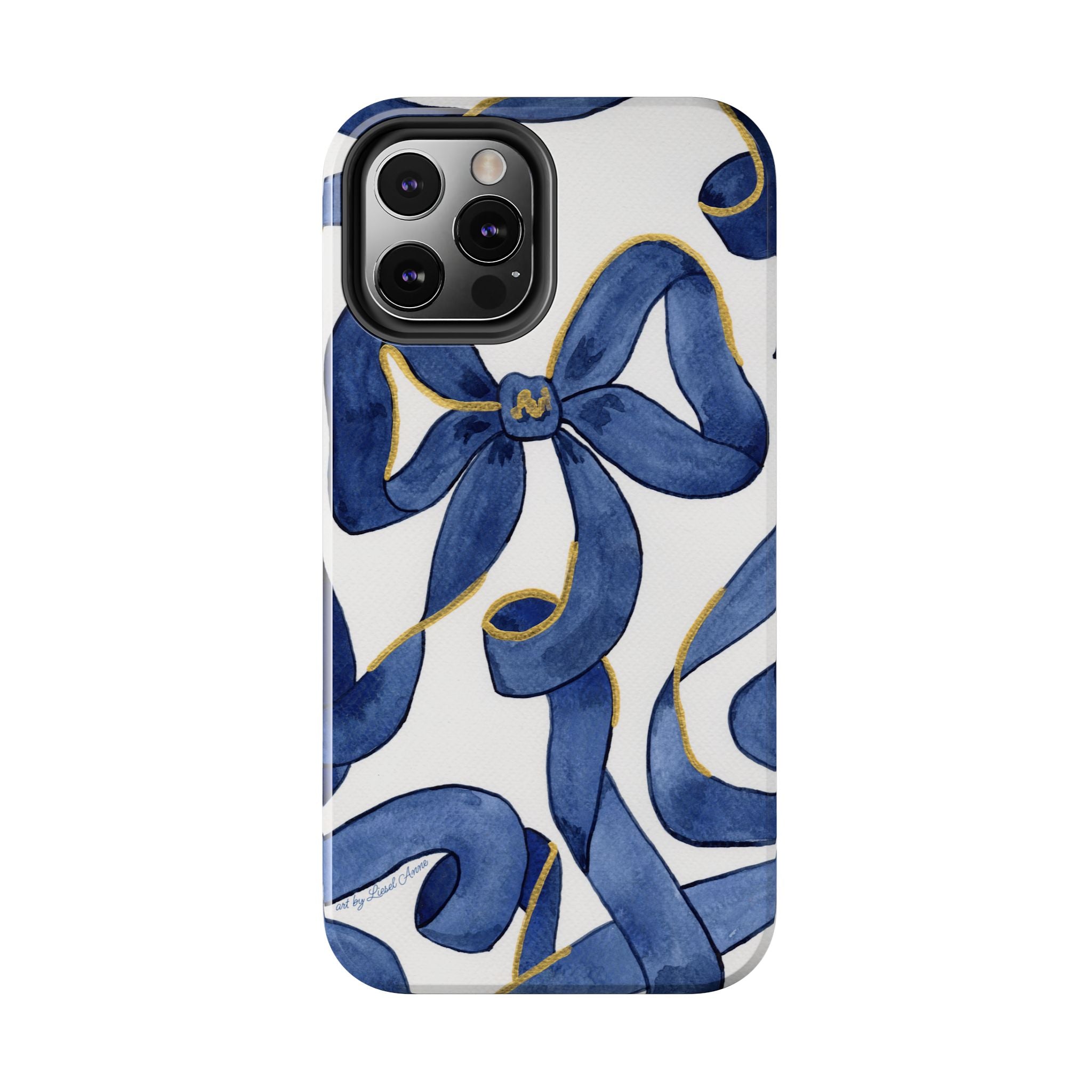 Navy Blue & White Bows Tough Case [iPhone 14 - iPhone 11]