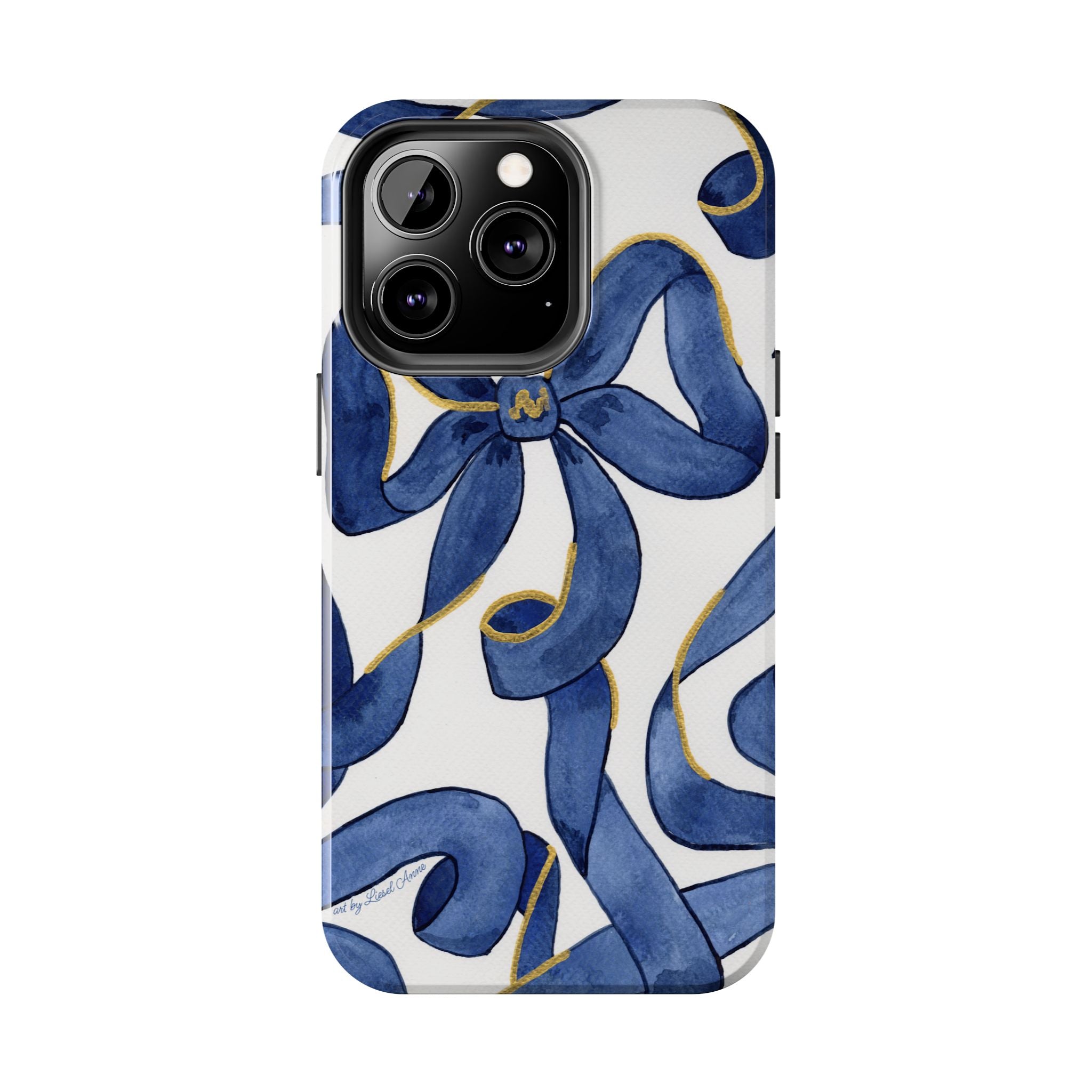 Navy Blue & White Bows Tough Case [iPhone 14 - iPhone 11]