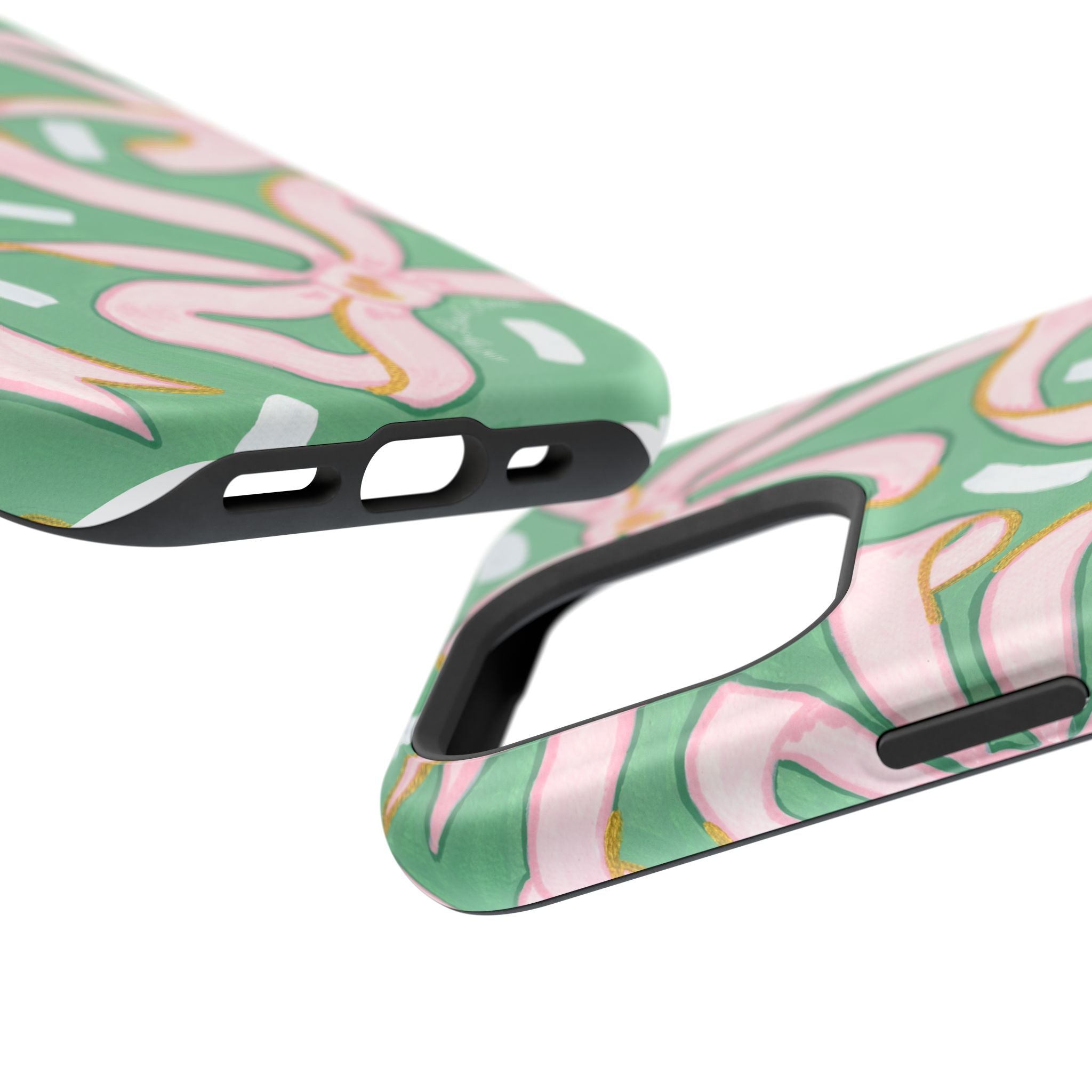 Pink & Green Bows MagSafe Tough Case [iPhone 13 - iPhone 16]