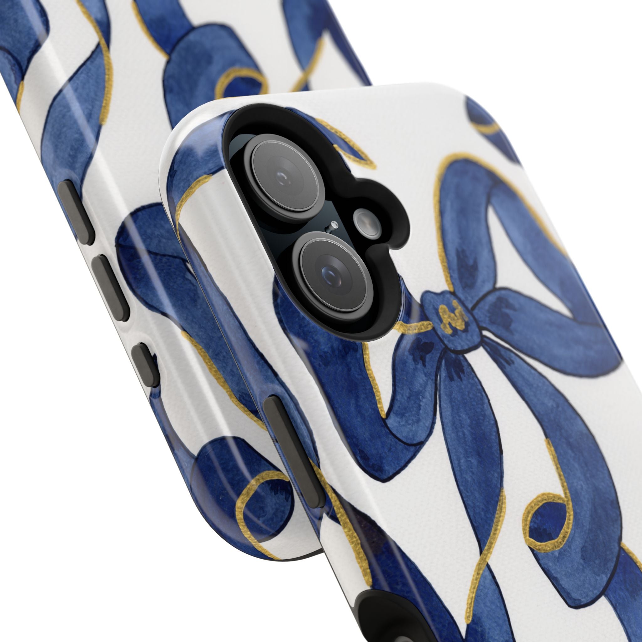 Navy Blue & White Bows MagSafe Tough Case [iPhone 13 - iPhone 16]