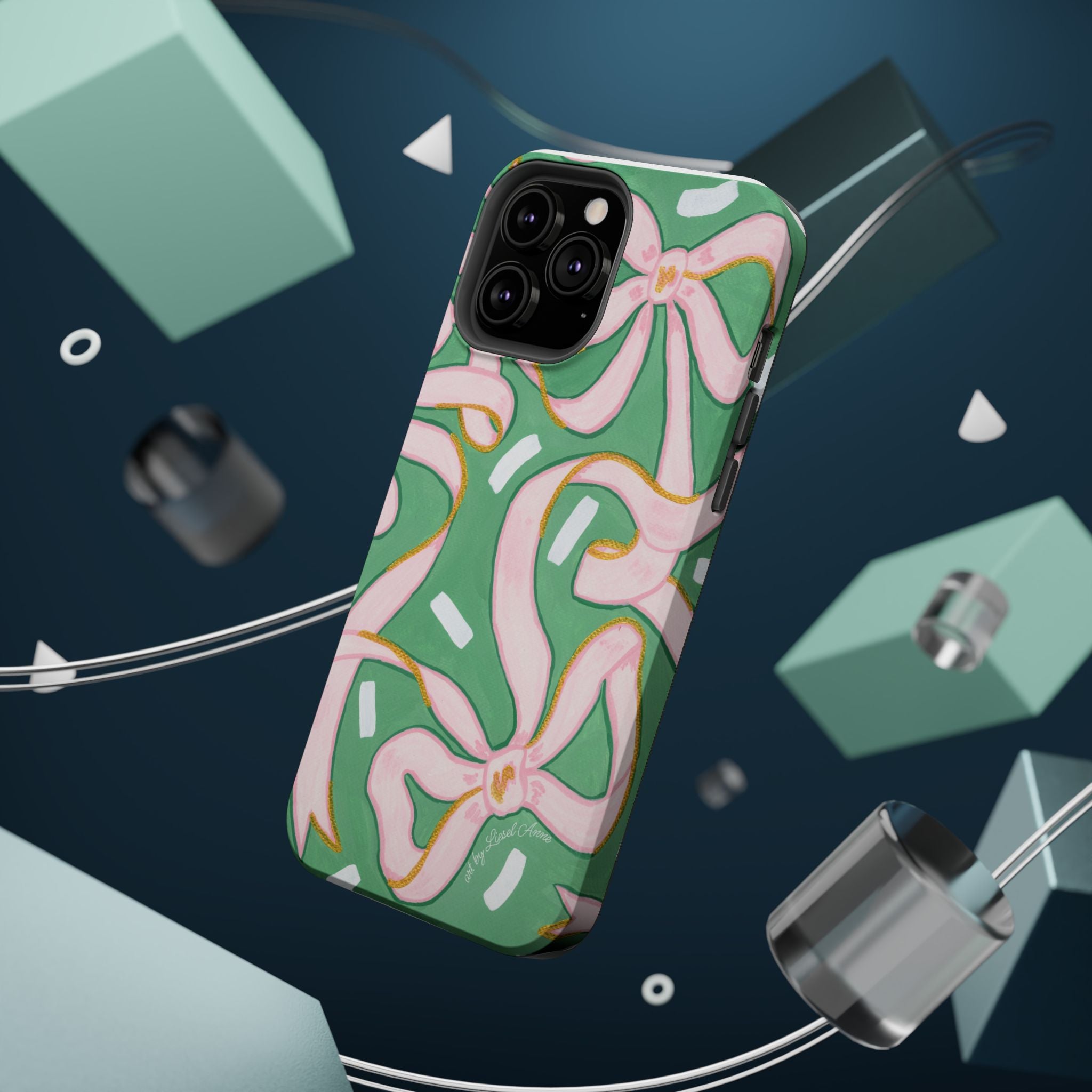 Pink & Green Bows MagSafe Tough Case [iPhone 13 - iPhone 16]