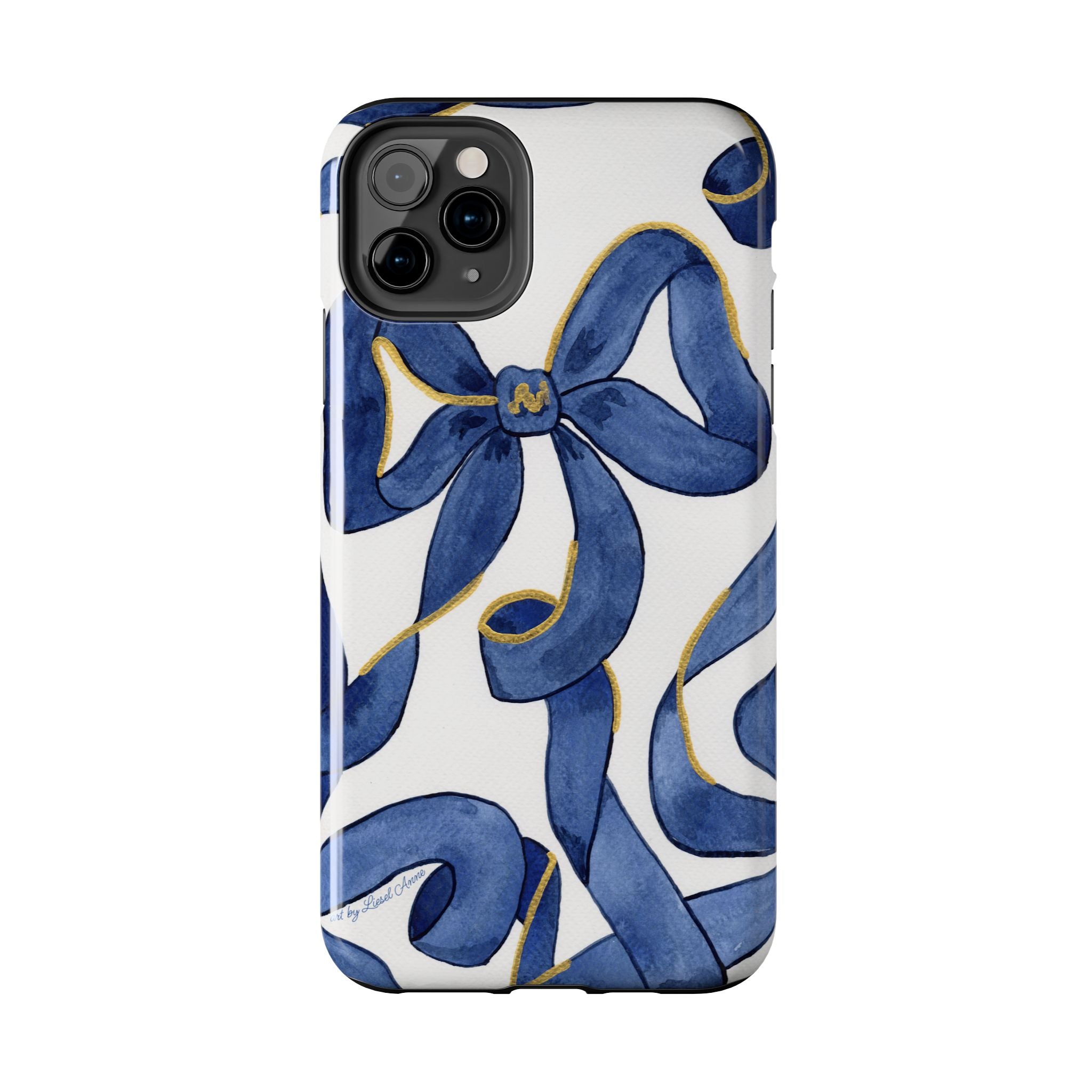 Navy Blue & White Bows Tough Case [iPhone 14 - iPhone 11]