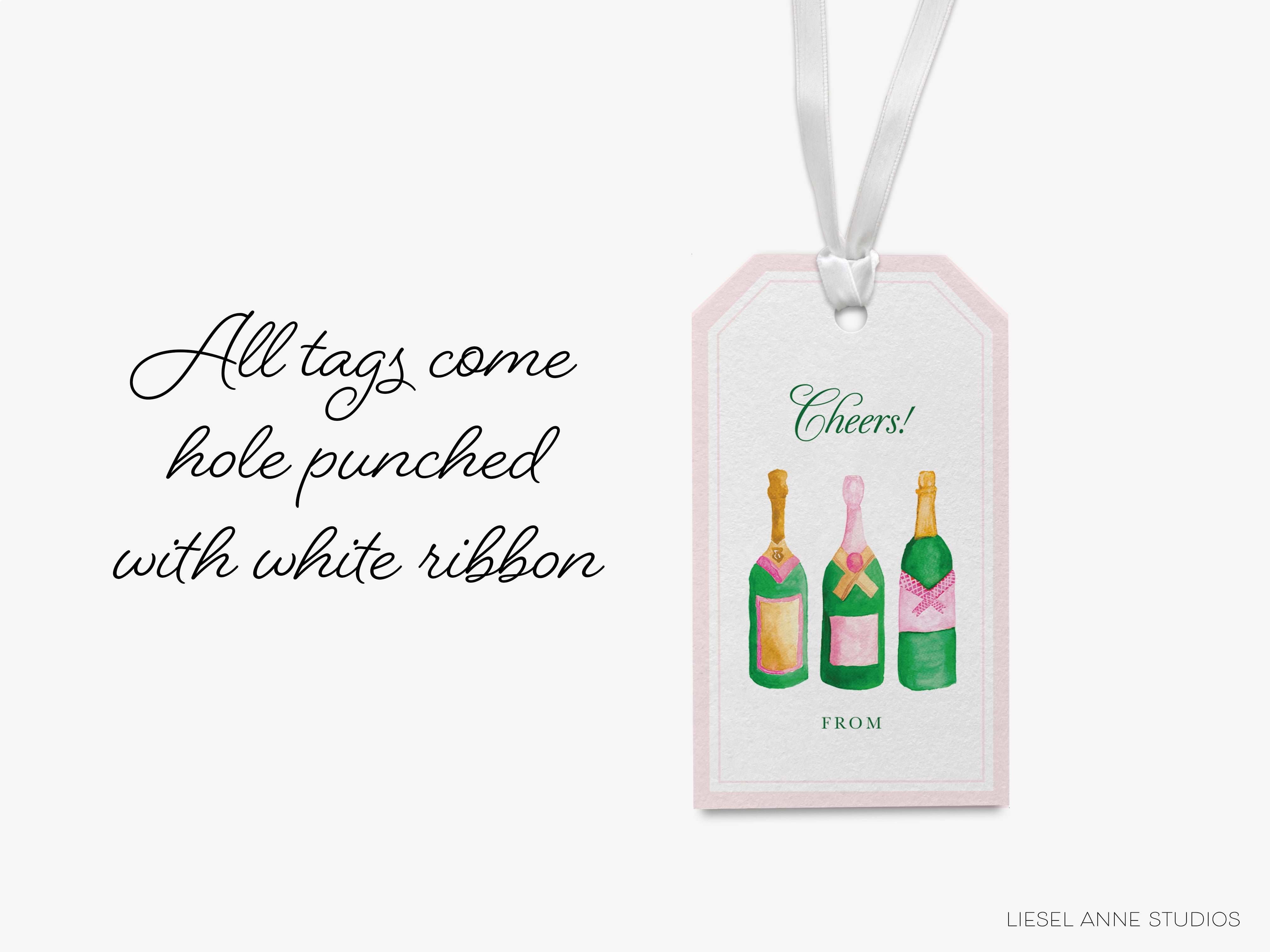 a bottle of wine with a ribbon around it