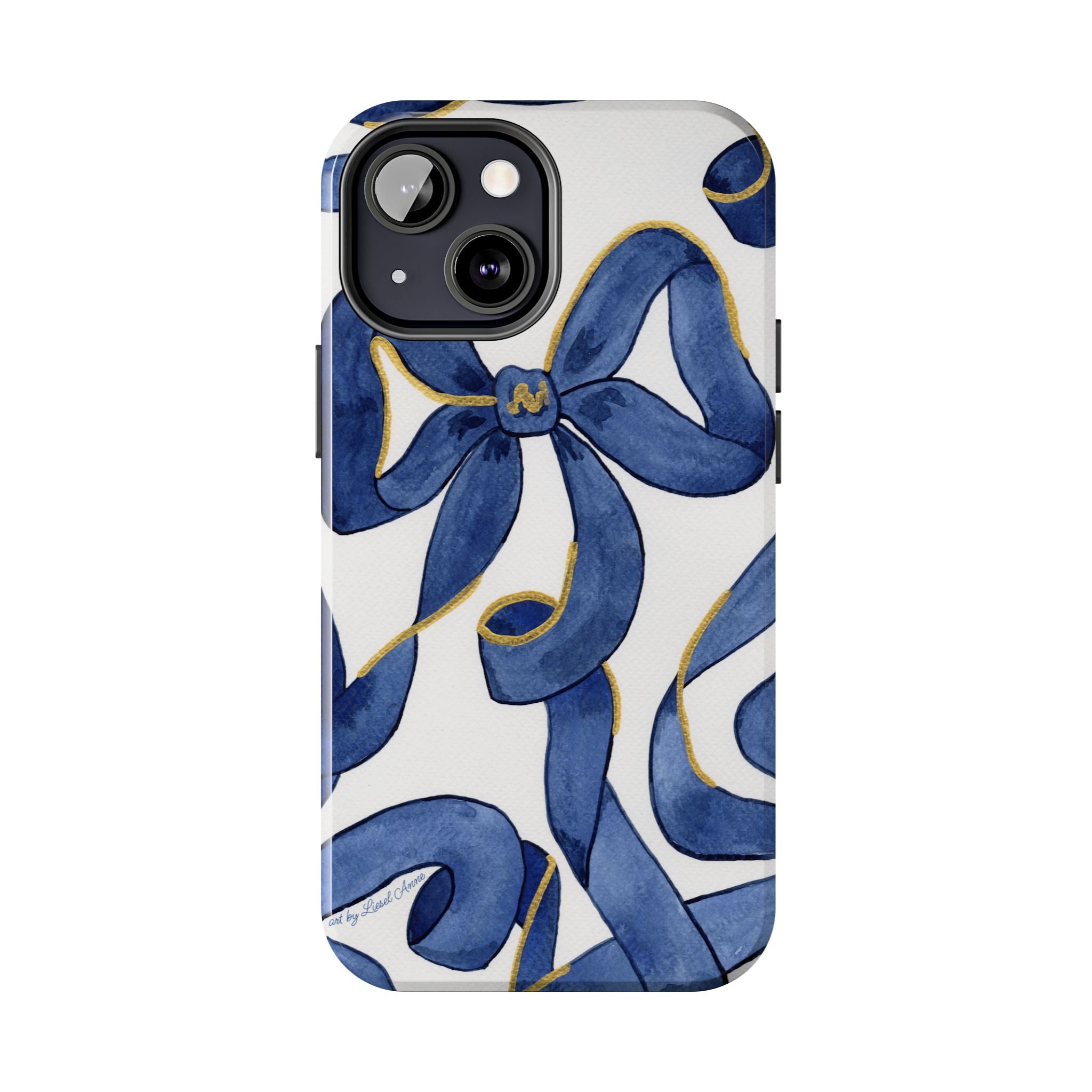 Navy Blue & White Bows Tough Case [iPhone 14 - iPhone 11]