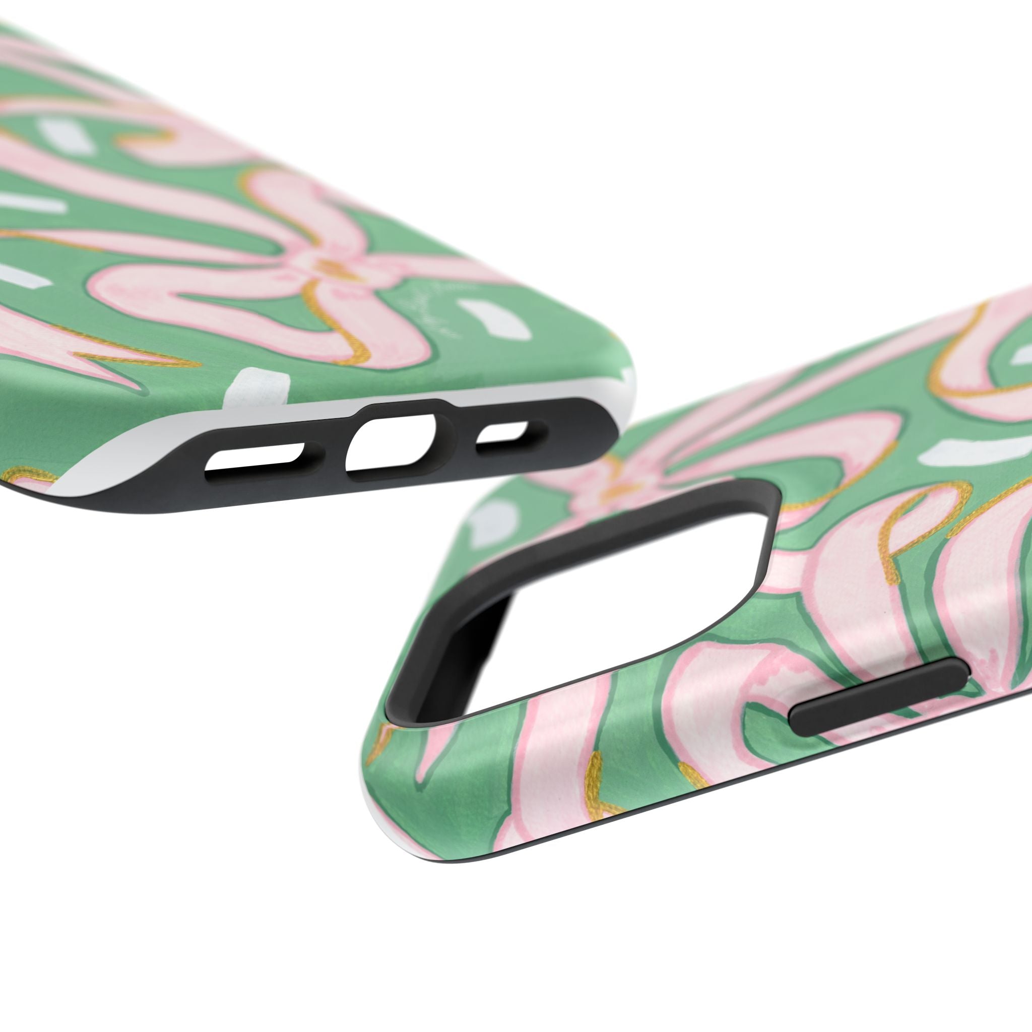 Pink & Green Bows MagSafe Tough Case [iPhone 13 - iPhone 16]