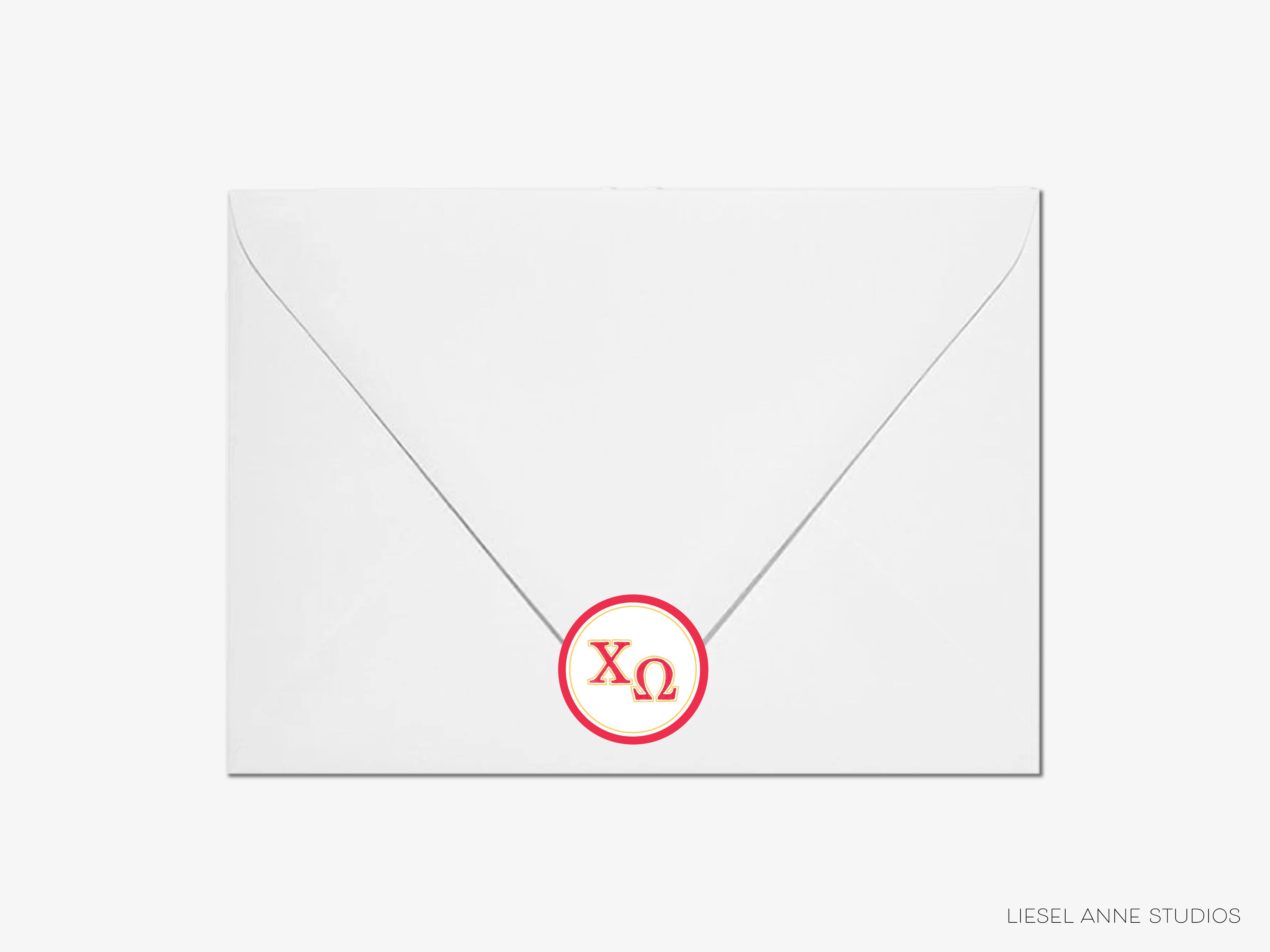 a white envelope with a red xo stamp on it