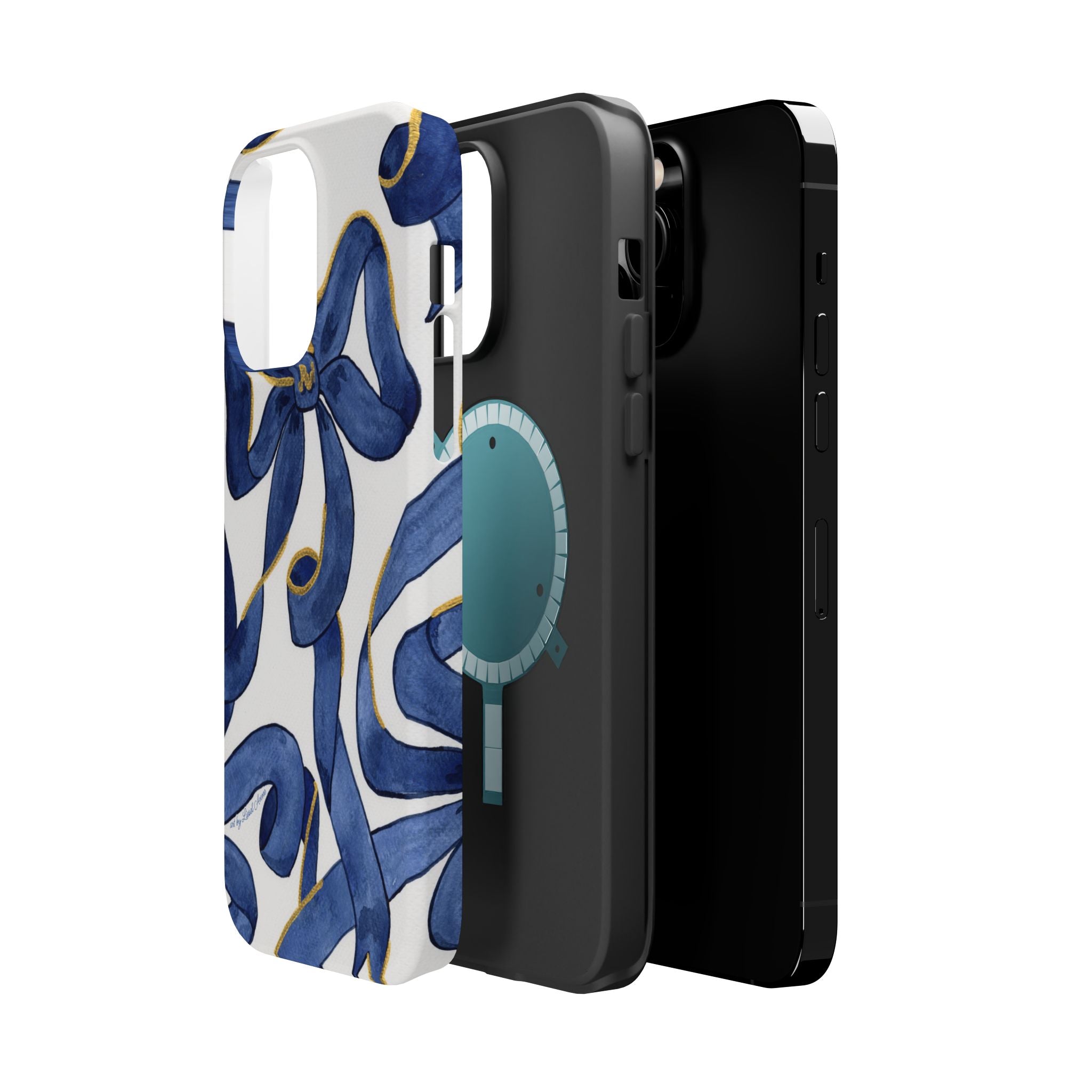 Navy Blue & White Bows MagSafe Tough Case [iPhone 13 - iPhone 16]