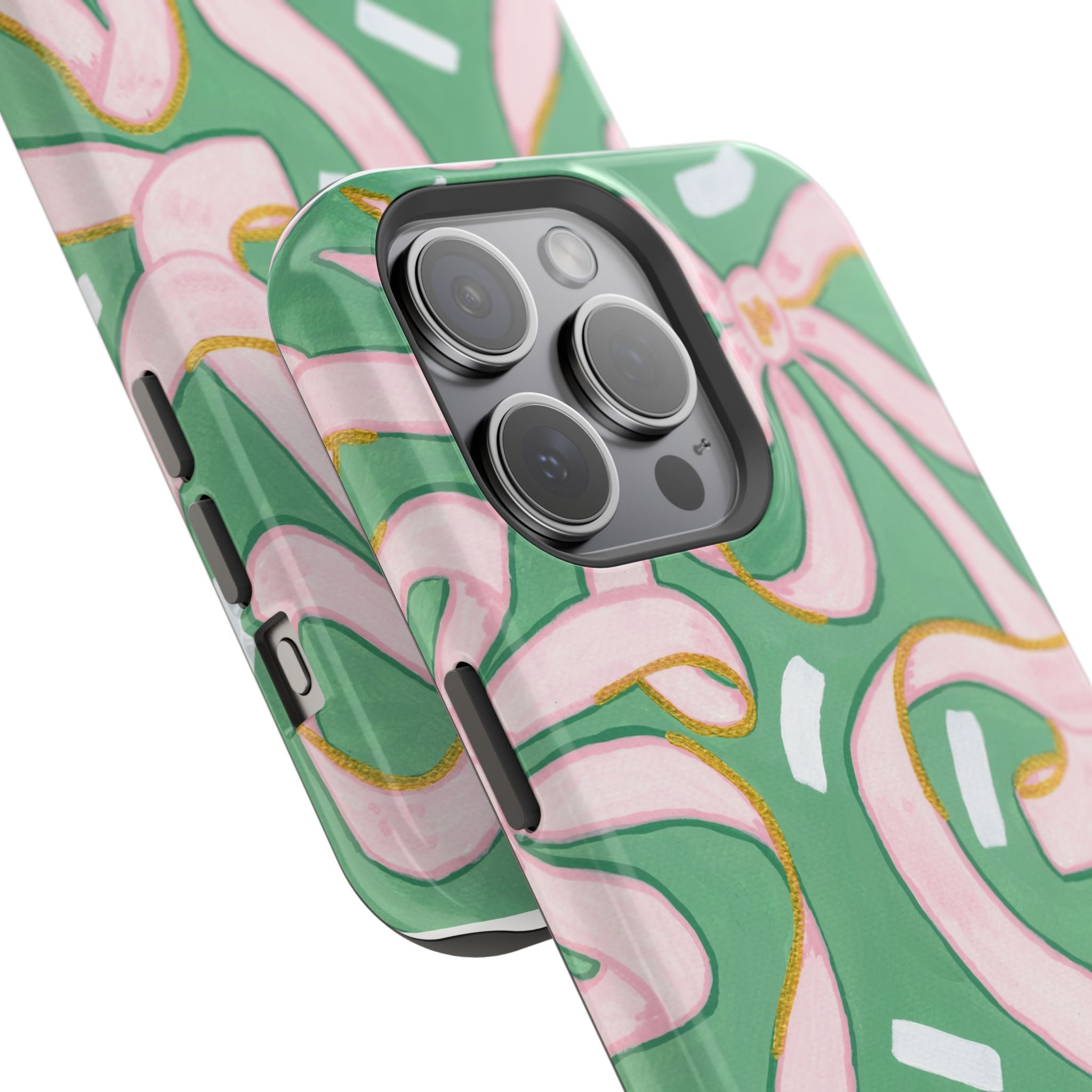 Pink & Green Bows MagSafe Tough Case [iPhone 13 - iPhone 16]