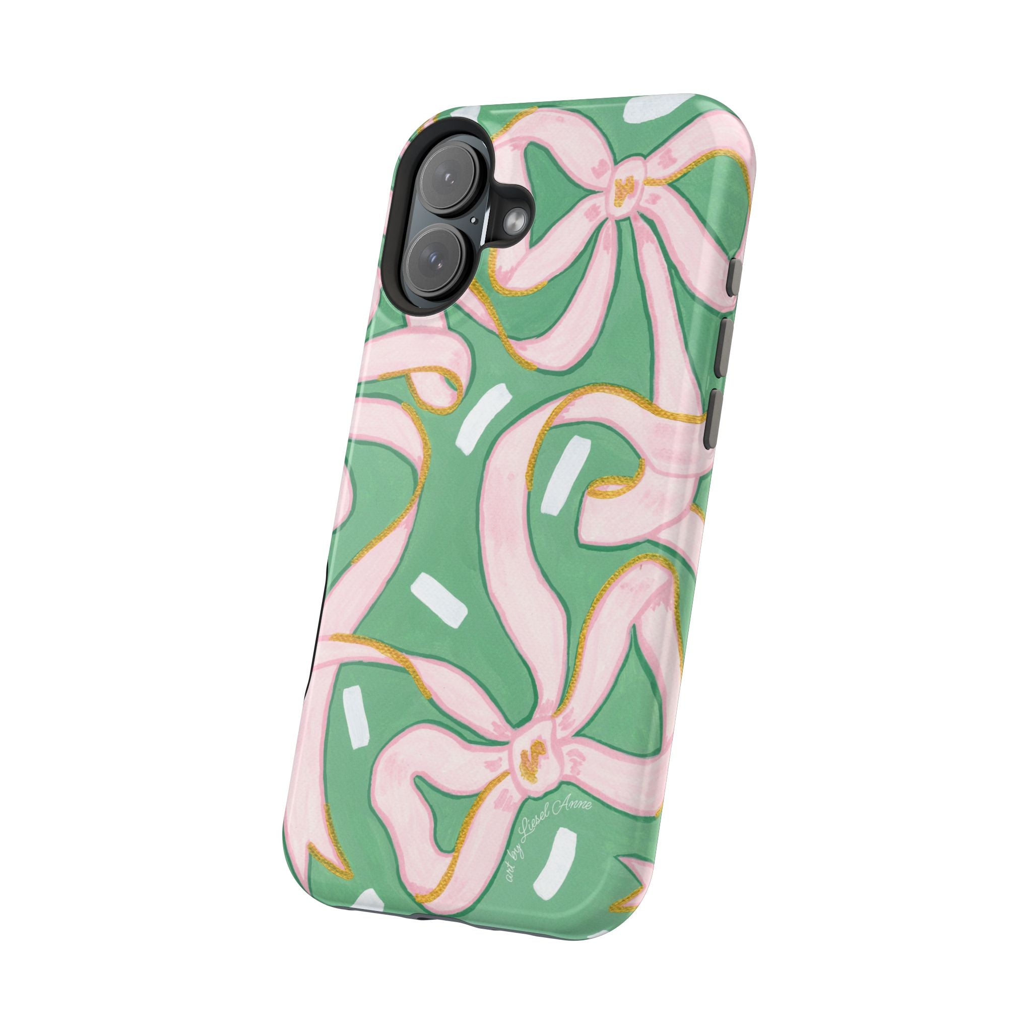 Pink & Green Bows MagSafe Tough Case [iPhone 13 - iPhone 16]