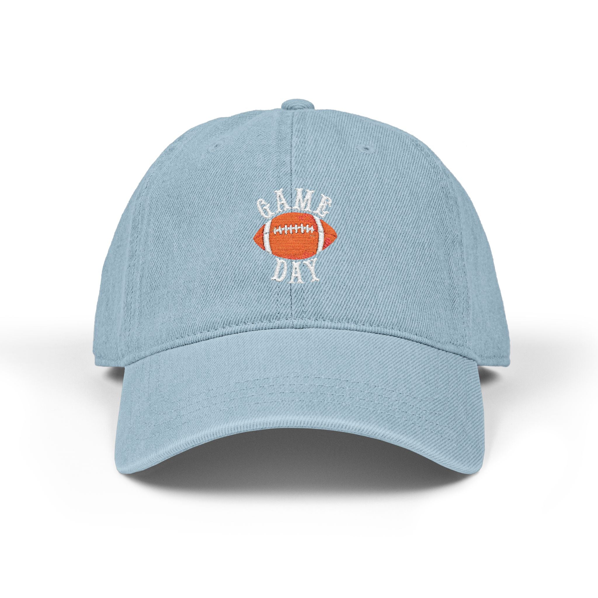 Football Game Day Cap, Denim Embroidered Football Hat