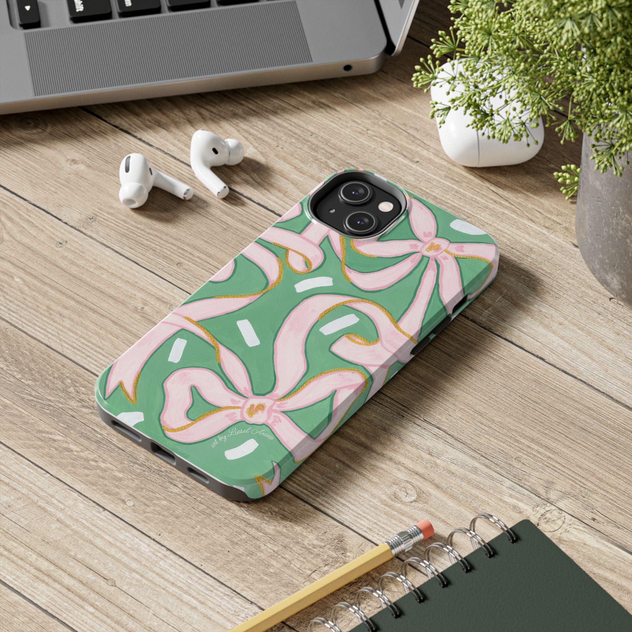 Pink and Green Bows Tough Case [iPhone 14 - iPhone 11]