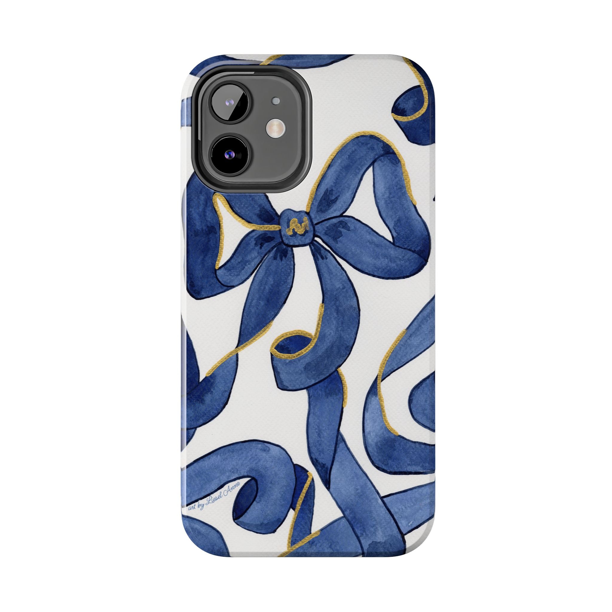 Navy Blue & White Bows Tough Case [iPhone 14 - iPhone 11]
