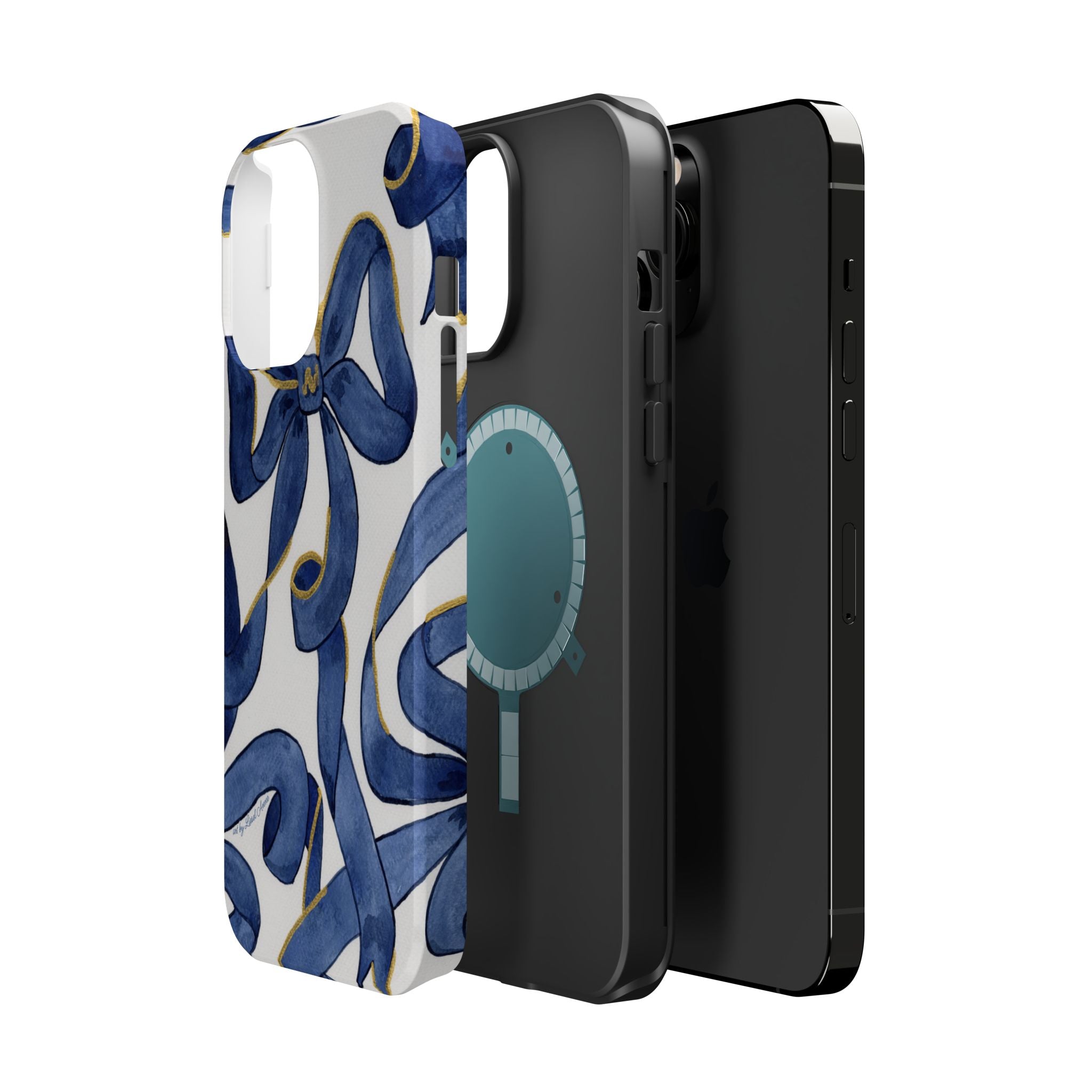 Navy Blue & White Bows MagSafe Tough Case [iPhone 13 - iPhone 16]