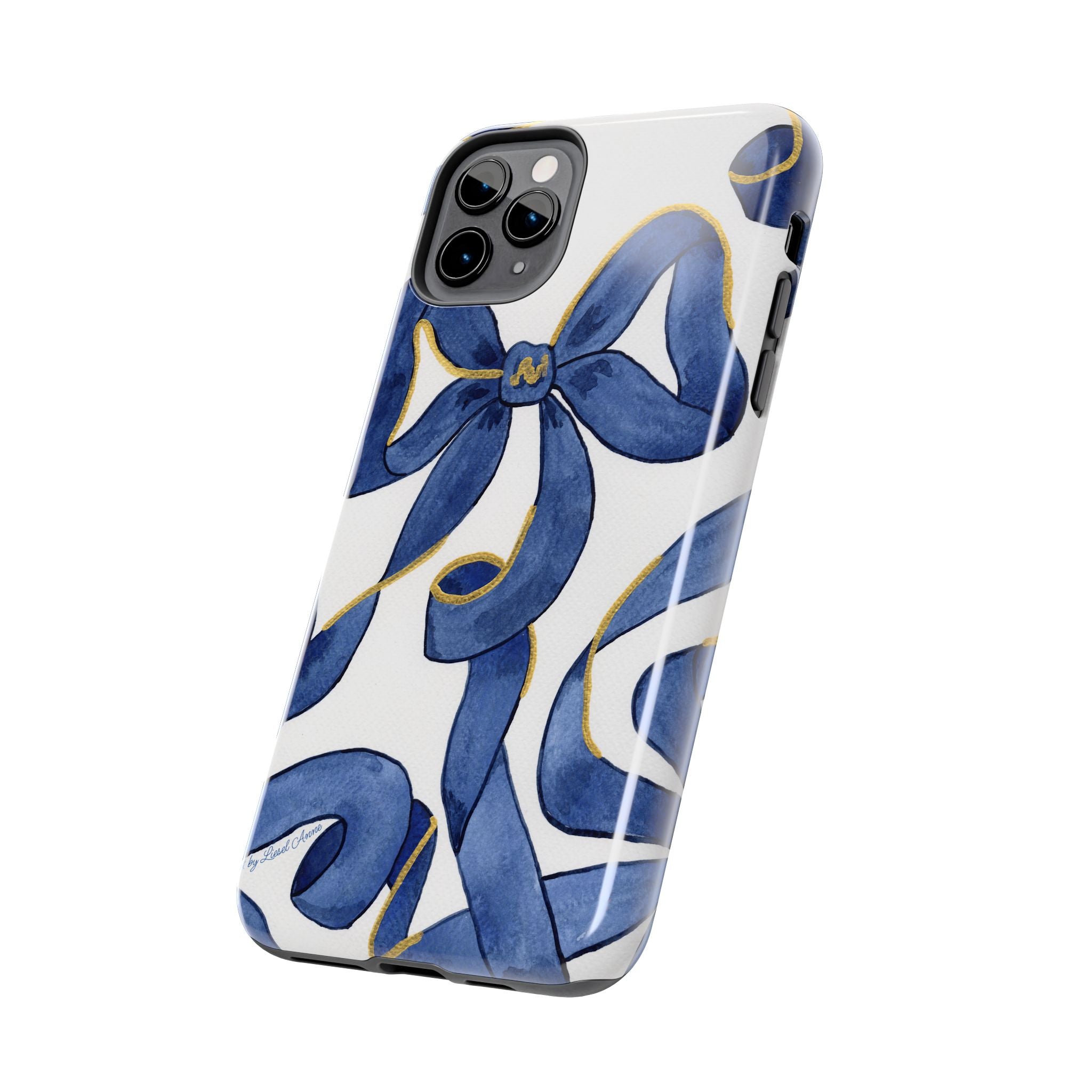 Navy Blue & White Bows Tough Case [iPhone 14 - iPhone 11]