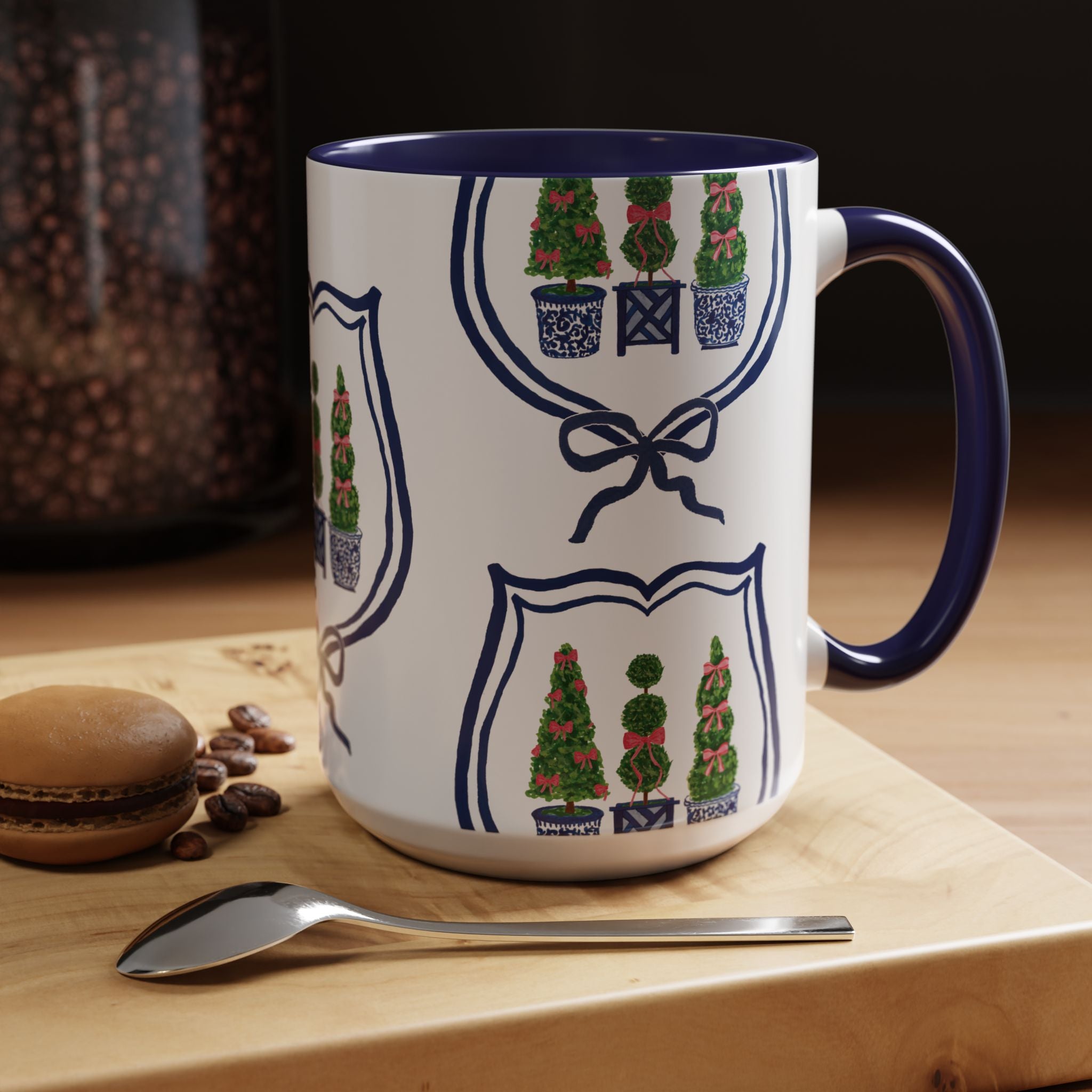 Topiary Trio Blue and White Chinoiserie Christmas Mug