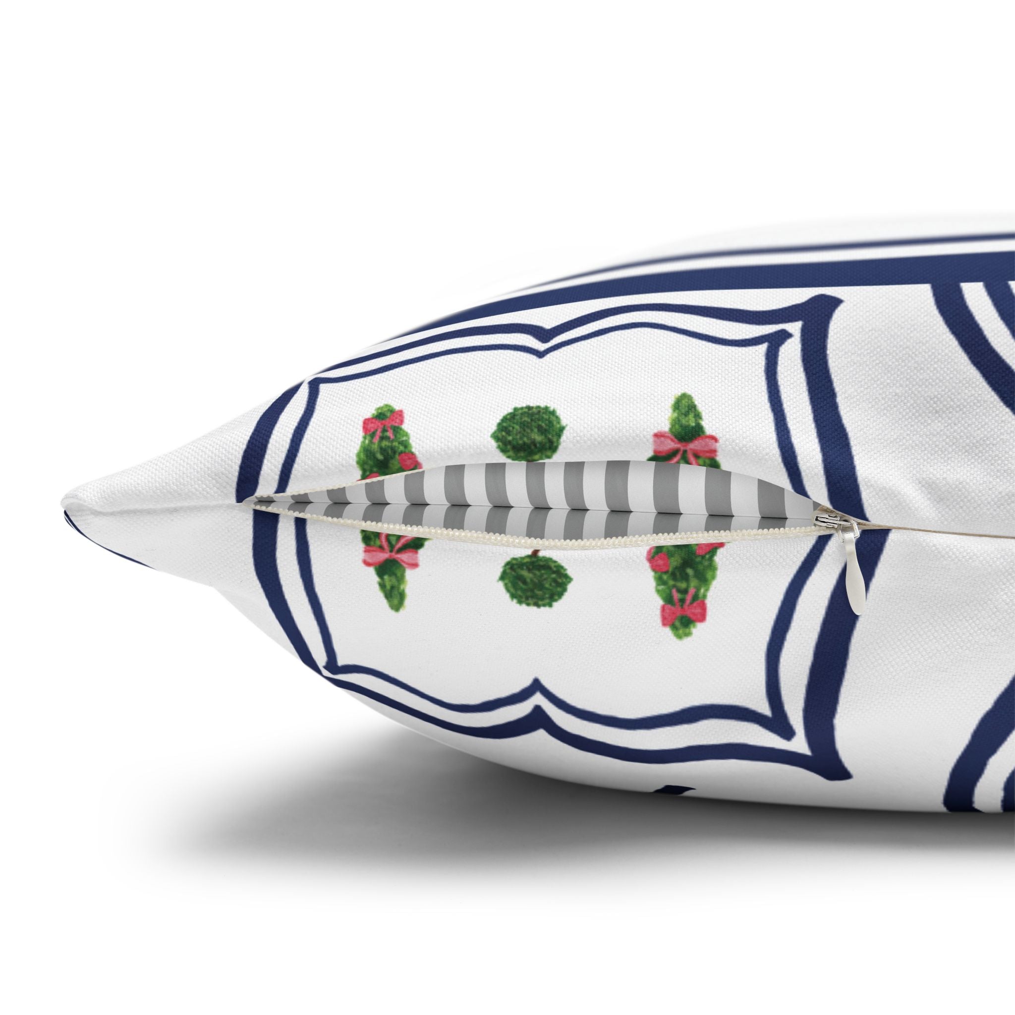 Topiary Trio Blue and White Christmas Pillow Cover