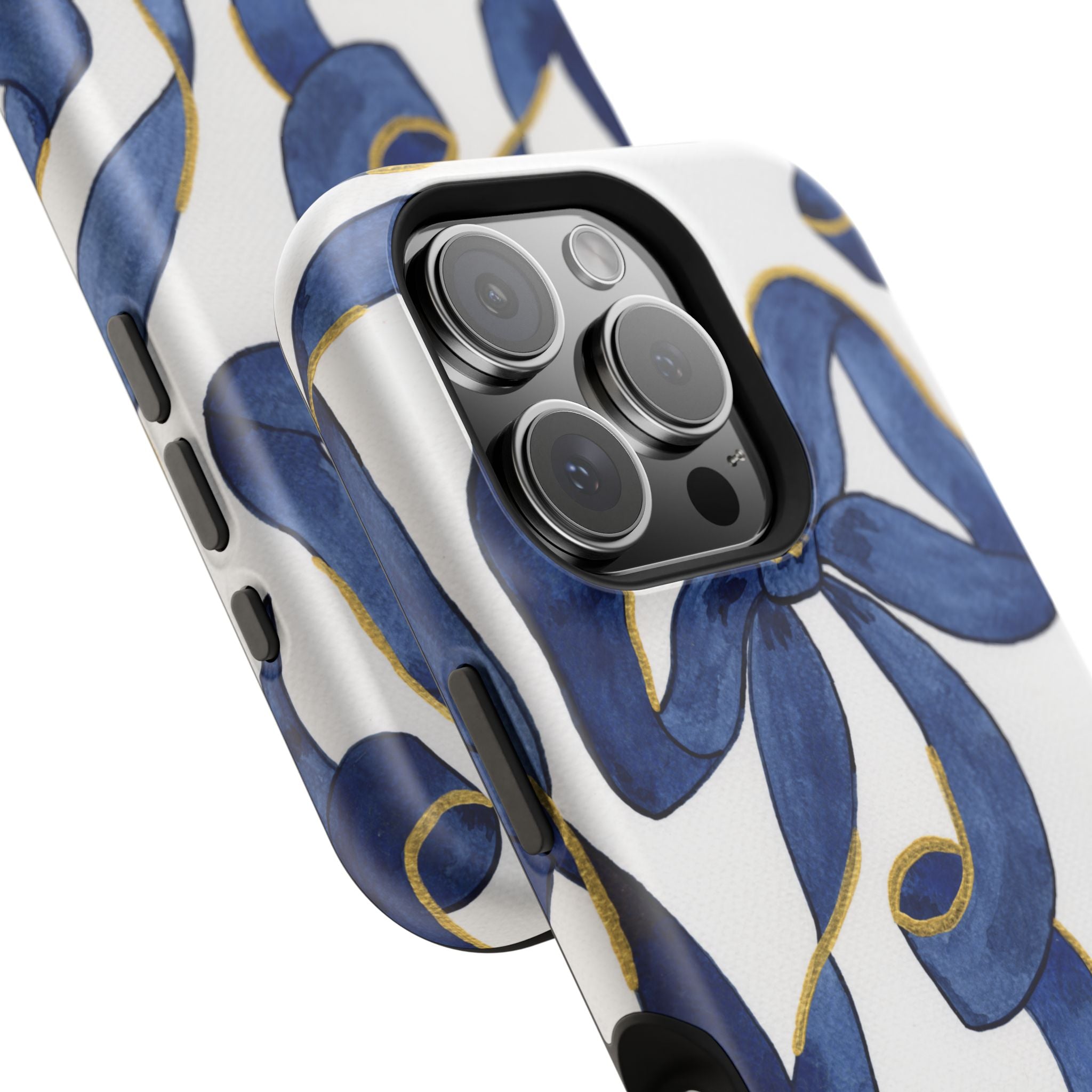 Navy Blue & White Bows MagSafe Tough Case [iPhone 13 - iPhone 16]