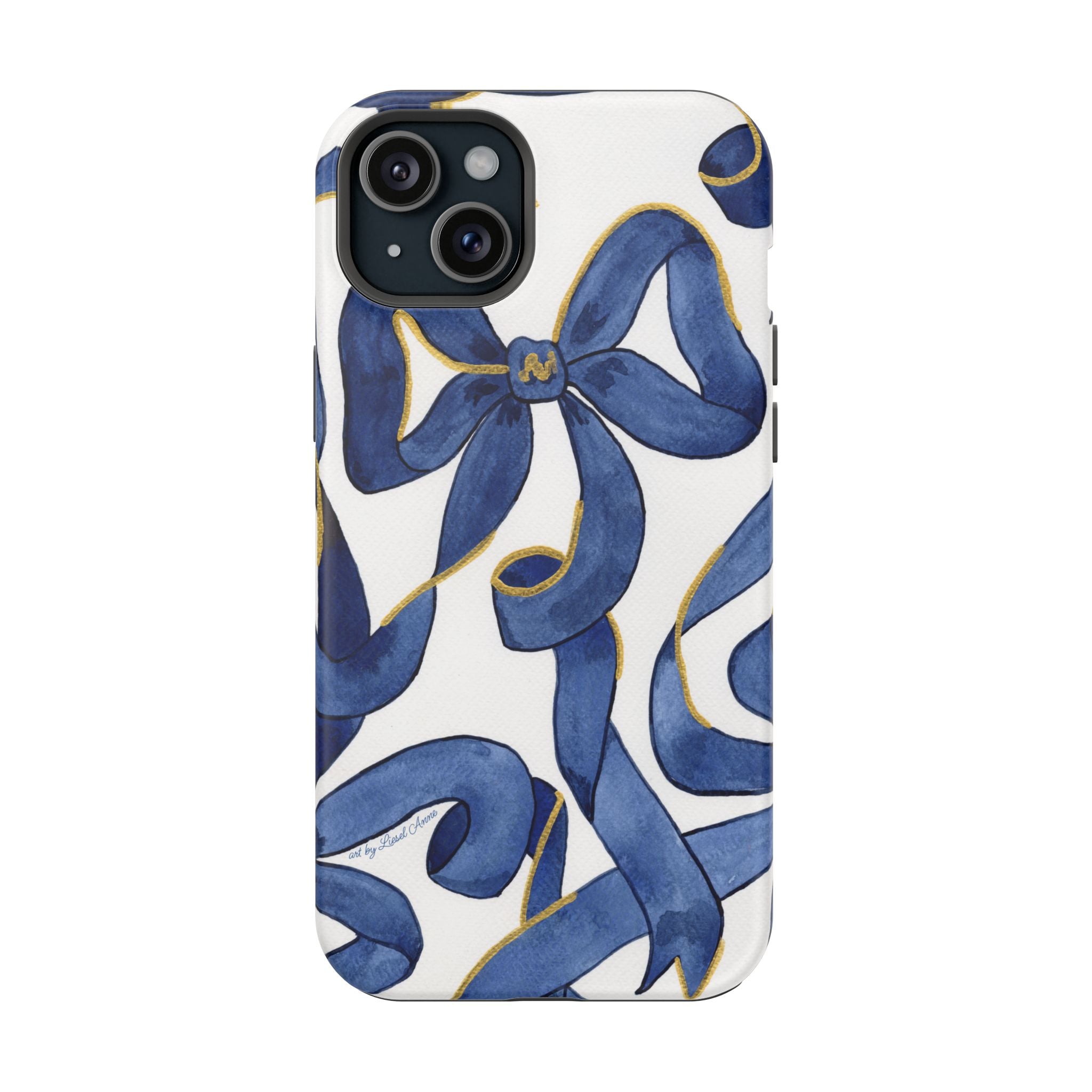 Navy Blue & White Bows MagSafe Tough Case [iPhone 13 - iPhone 16]
