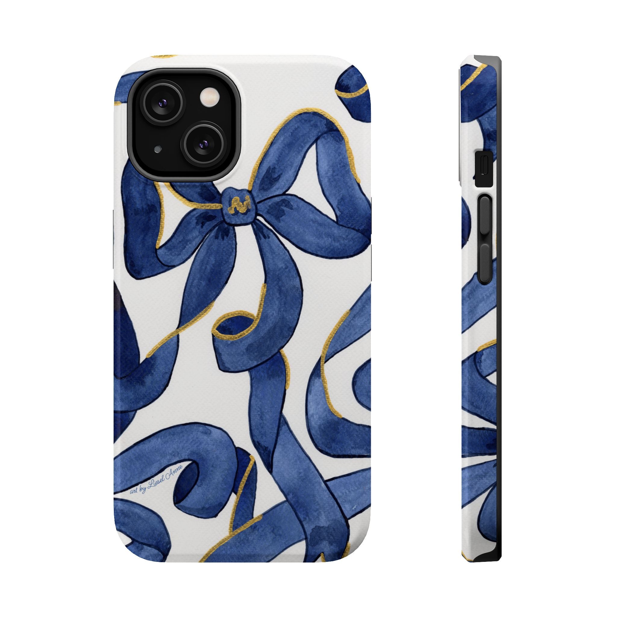 Navy Blue & White Bows MagSafe Tough Case [iPhone 13 - iPhone 16]