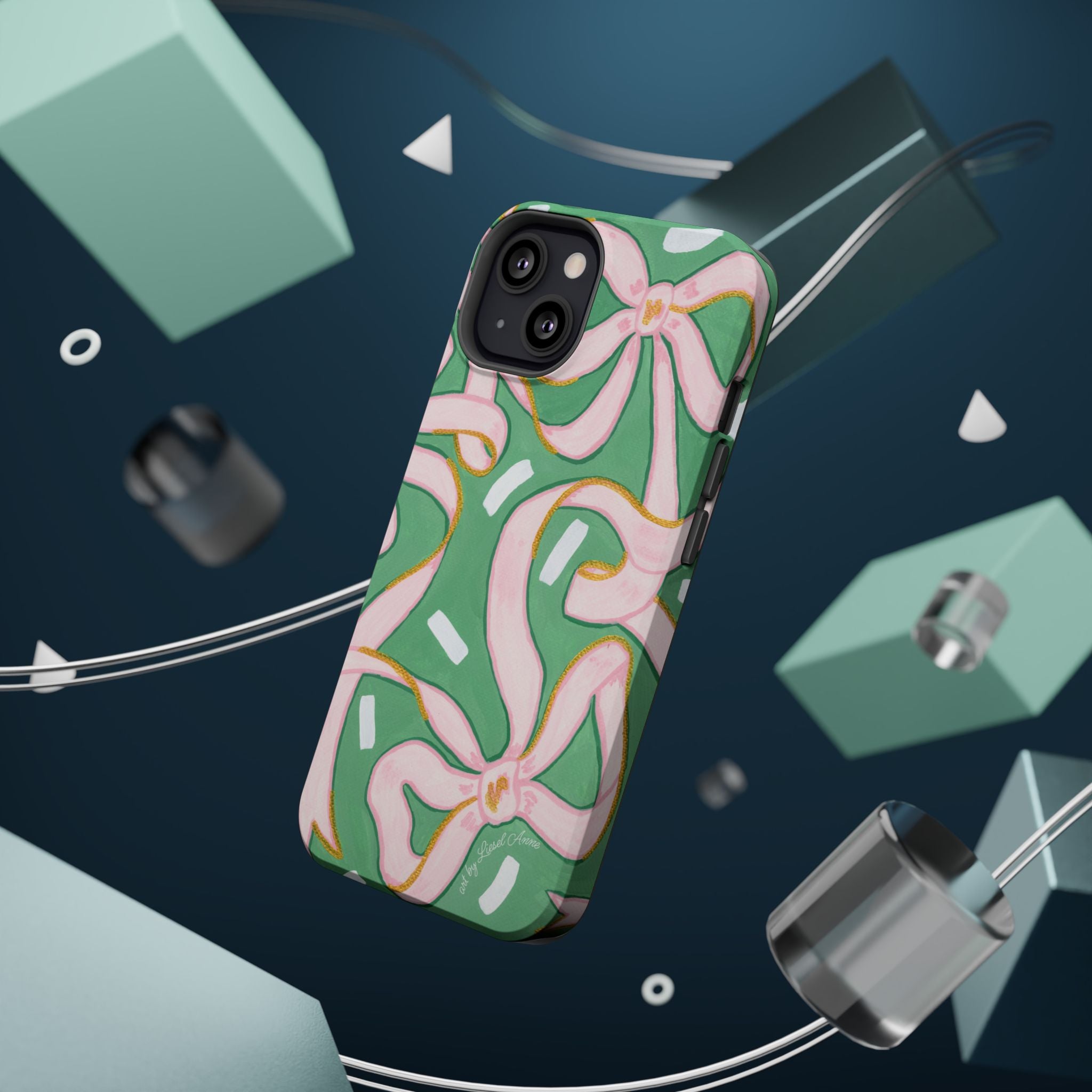 Pink & Green Bows MagSafe Tough Case [iPhone 13 - iPhone 16]