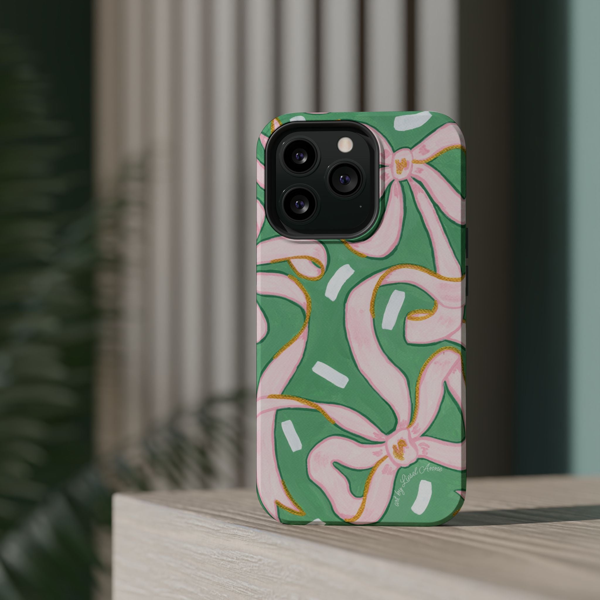 Pink & Green Bows MagSafe Tough Case [iPhone 13 - iPhone 16]