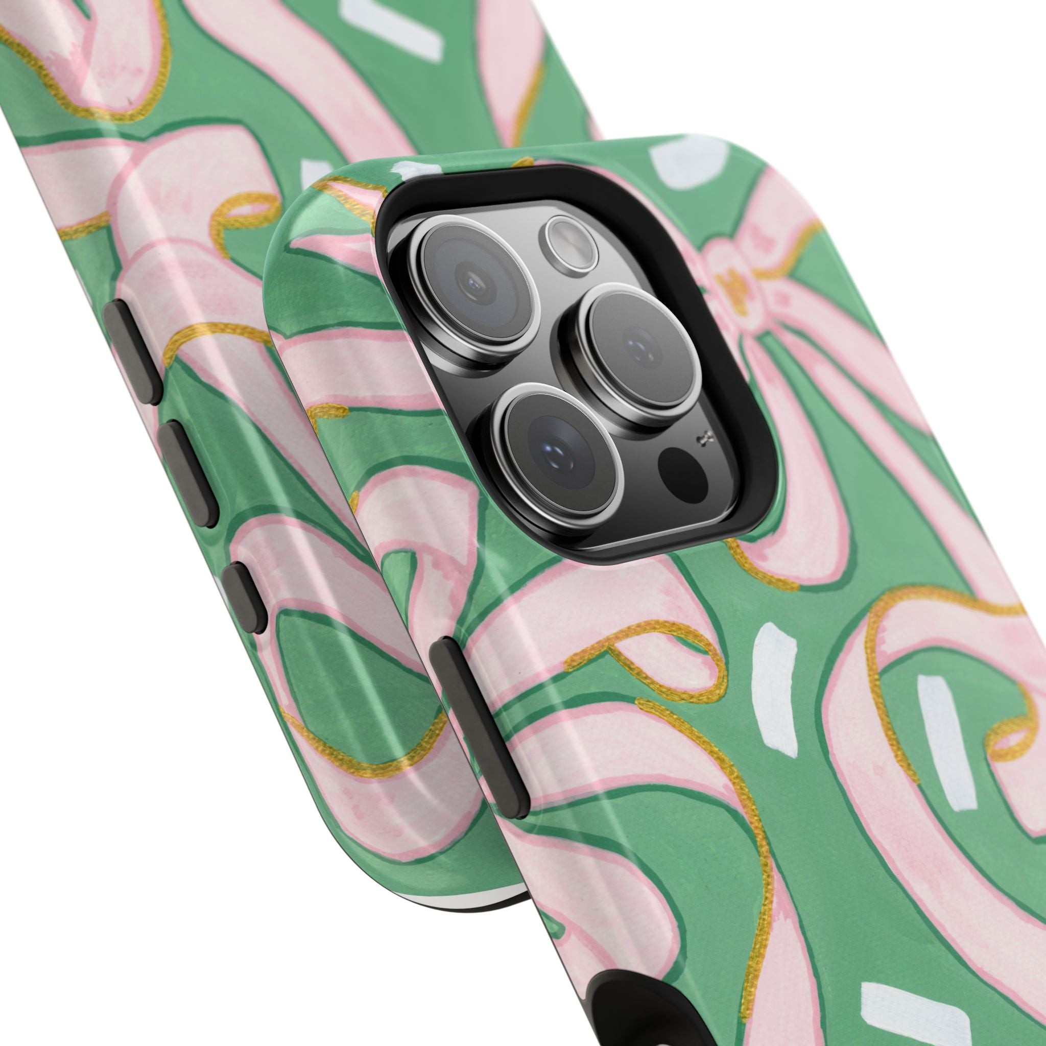 Pink & Green Bows MagSafe Tough Case [iPhone 13 - iPhone 16]