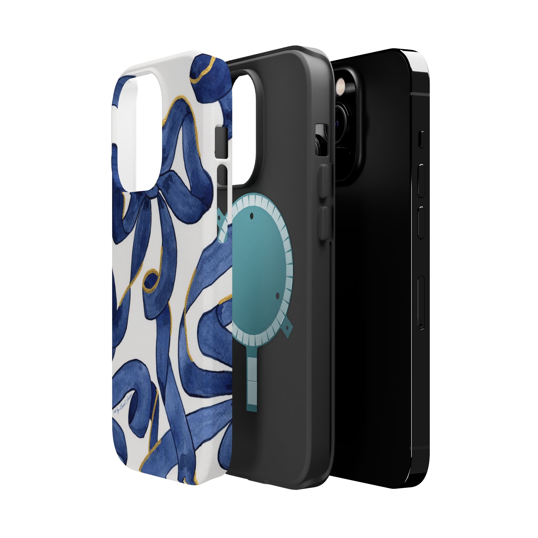 Navy Blue & White Bows MagSafe Tough Case [iPhone 13 - iPhone 16]