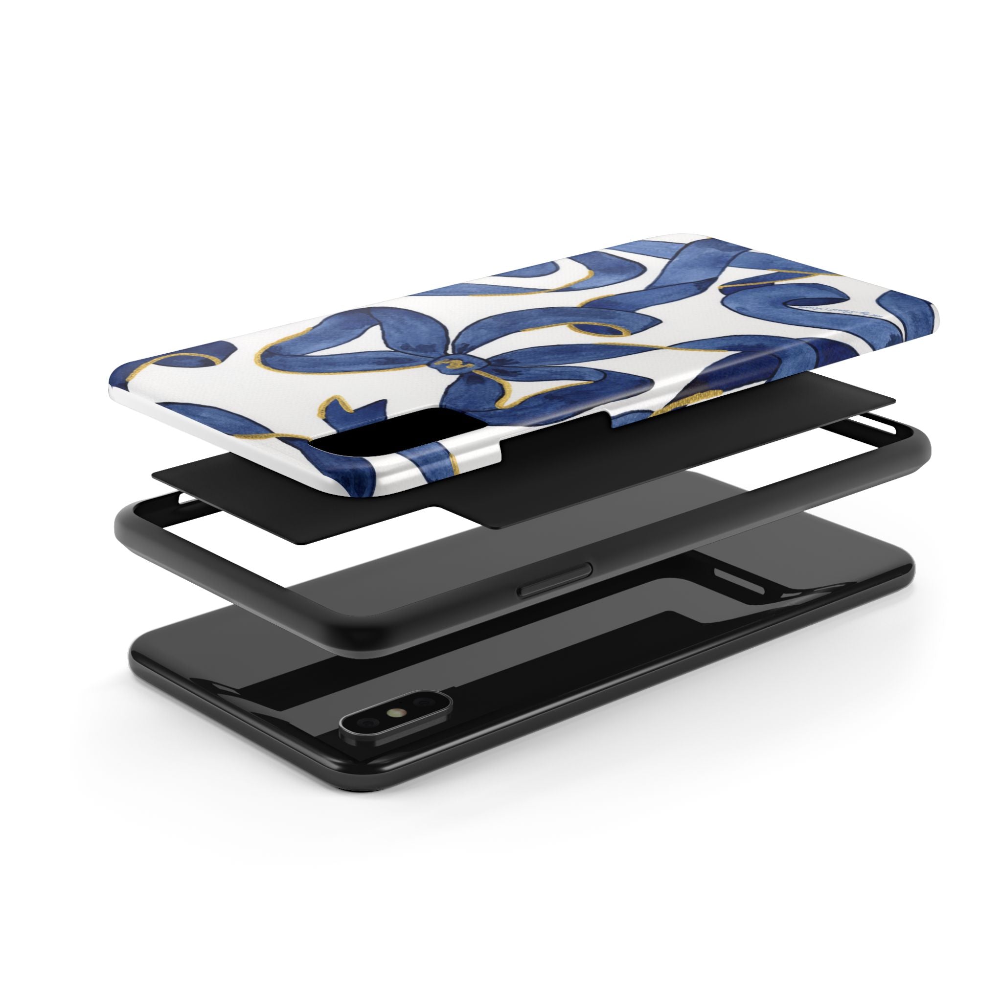 Navy Blue & White Bows Tough Case [iPhone 14 - iPhone 11]