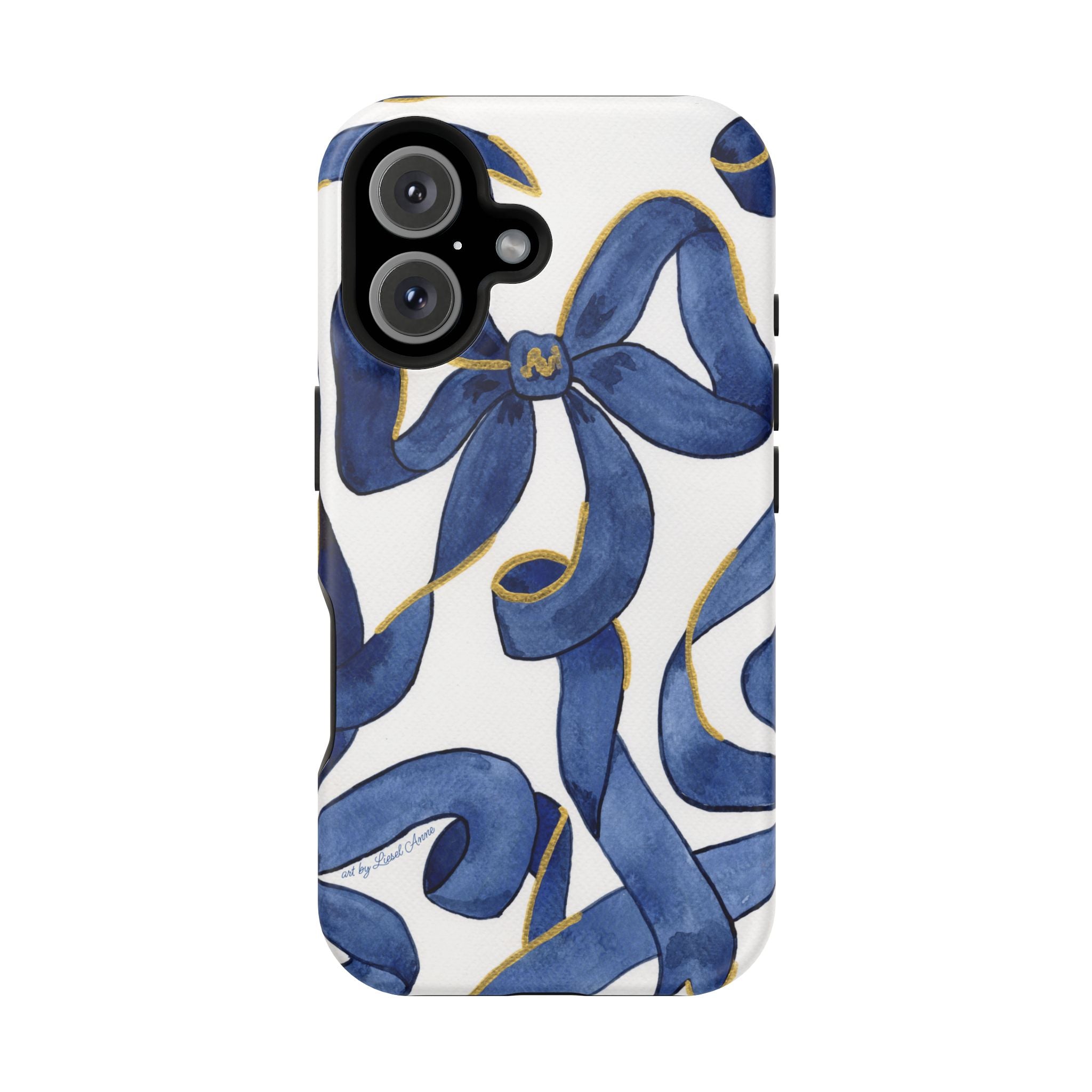 Navy Blue & White Bows MagSafe Tough Case [iPhone 13 - iPhone 16]
