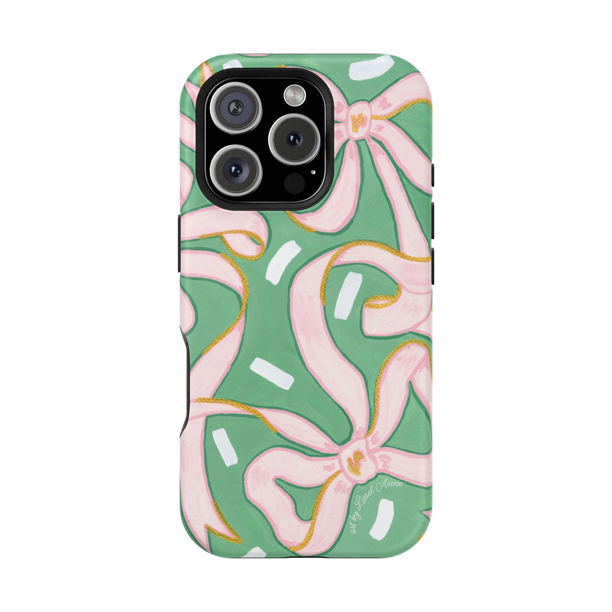 Pink & Green Bows MagSafe Tough Case [iPhone 13 - iPhone 16]