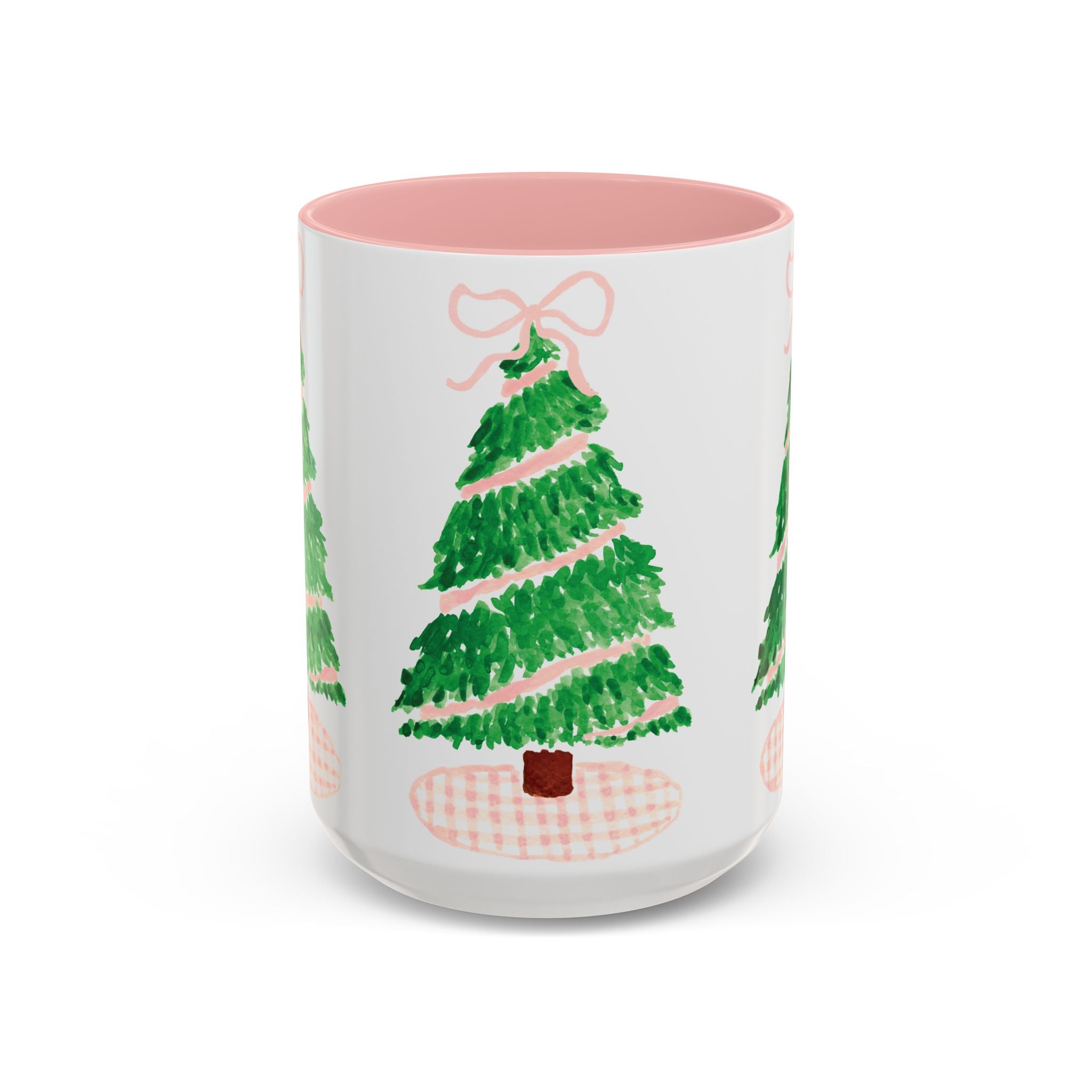 Pink Gingham Christmas Tree Mug