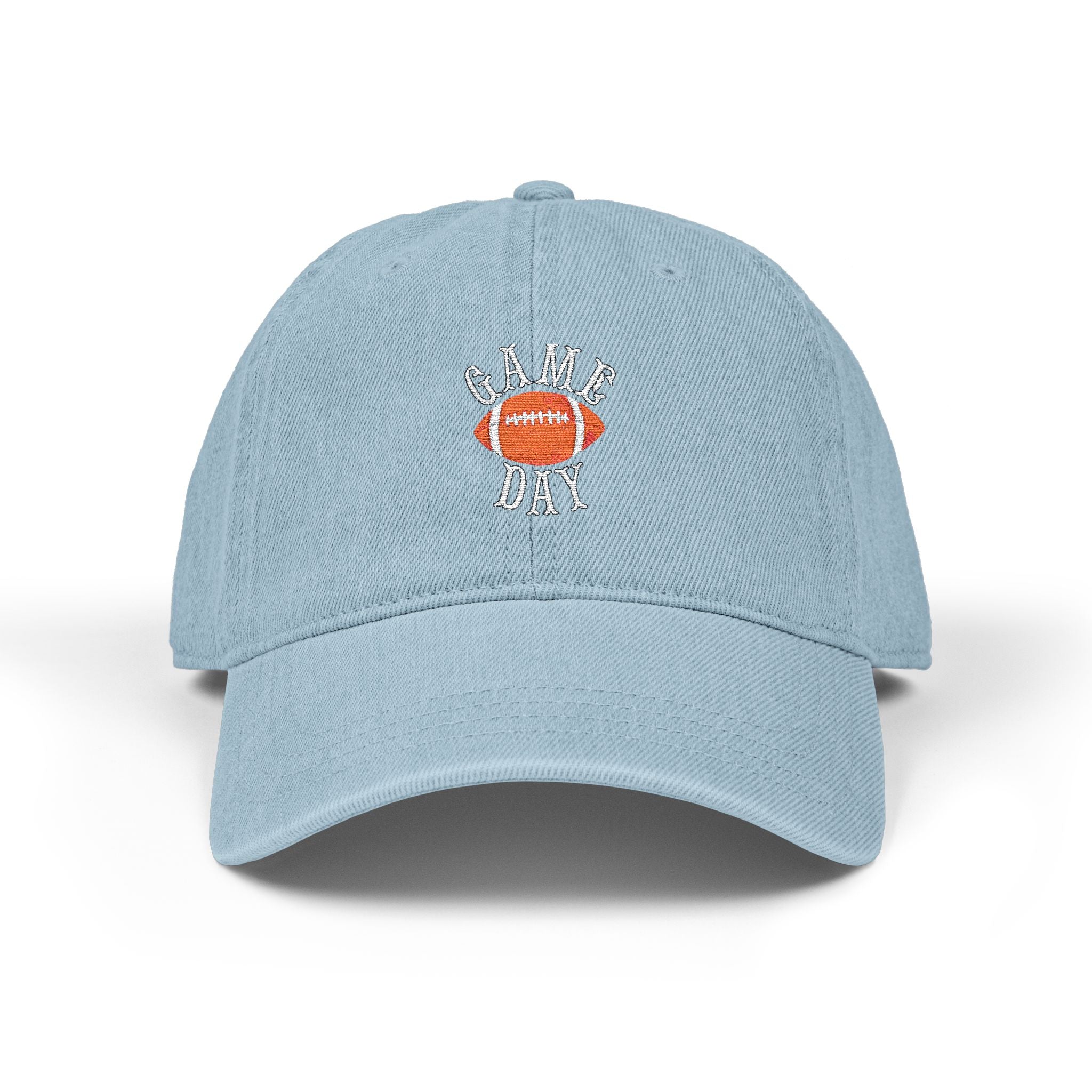 Football Game Day Cap, Denim Embroidered Football Hat