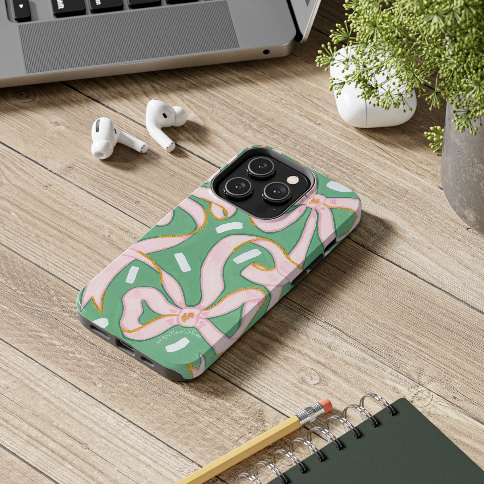 Pink and Green Bows Tough Case [iPhone 14 - iPhone 11]