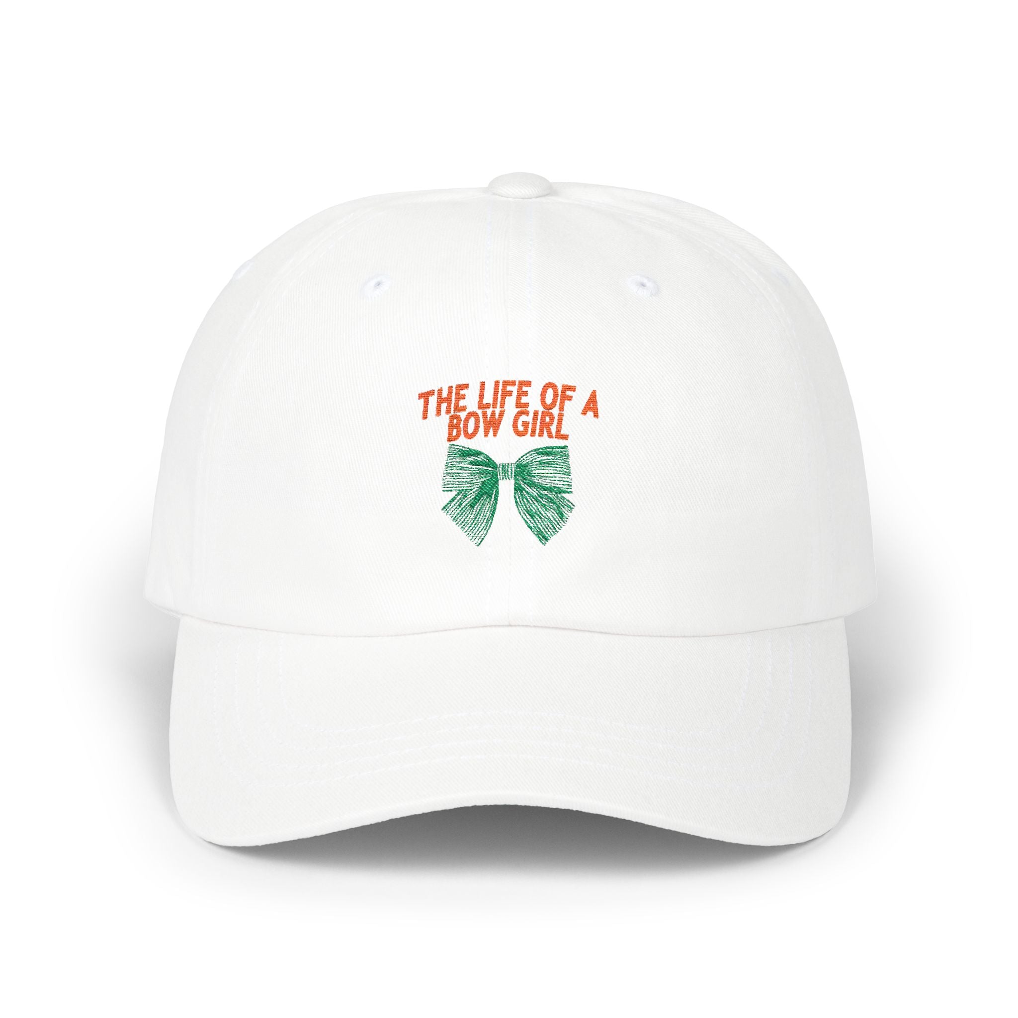 The Life of a Bow Girl White Hat | Embroidered TS Hat | Bow Lover Hat | Bow Girl Era | Showgirl | Orange Mint Striped Bow Baseball Cap