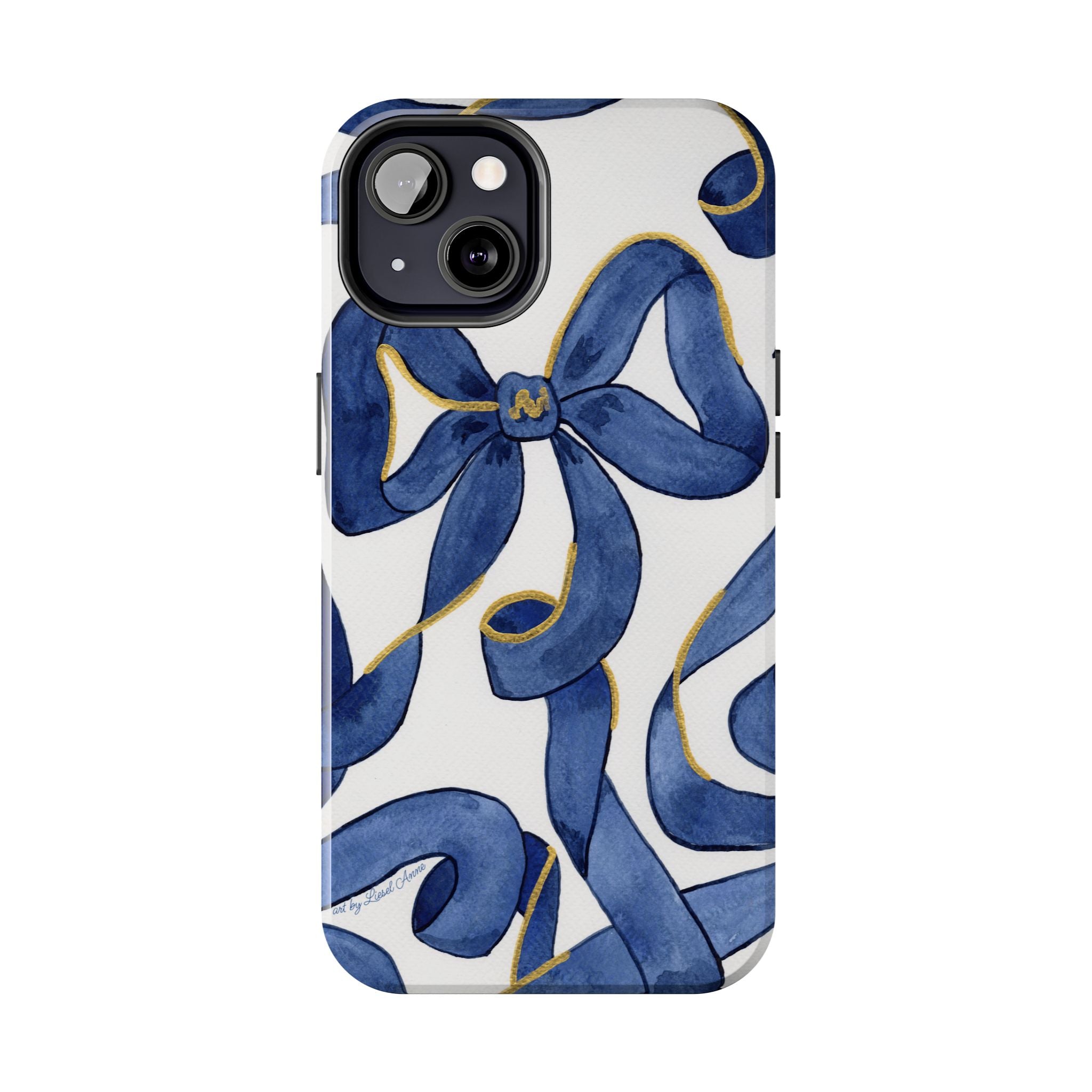 Navy Blue & White Bows Tough Case [iPhone 14 - iPhone 11]