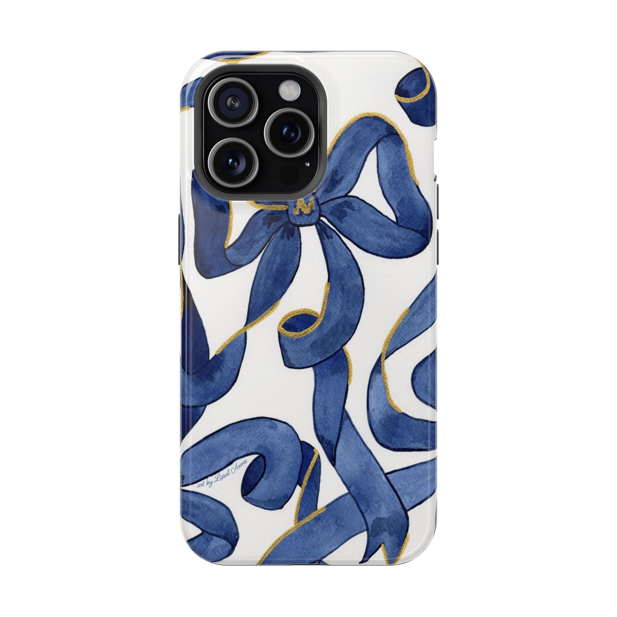 Navy Blue & White Bows MagSafe Tough Case [iPhone 13 - iPhone 16]