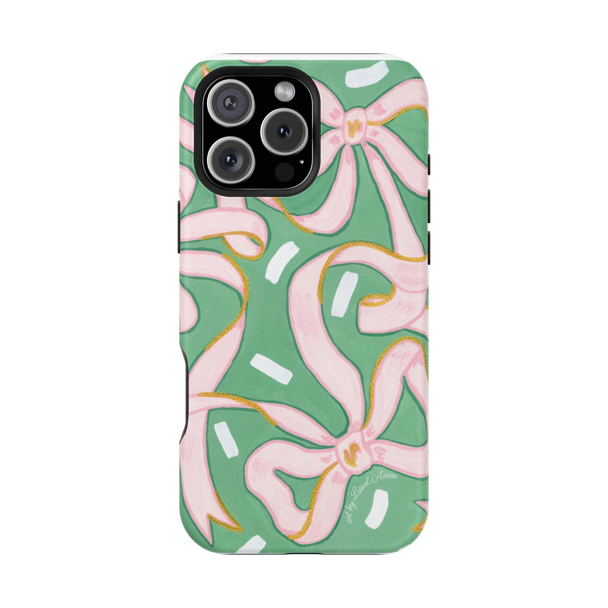 Pink & Green Bows MagSafe Tough Case [iPhone 13 - iPhone 16]
