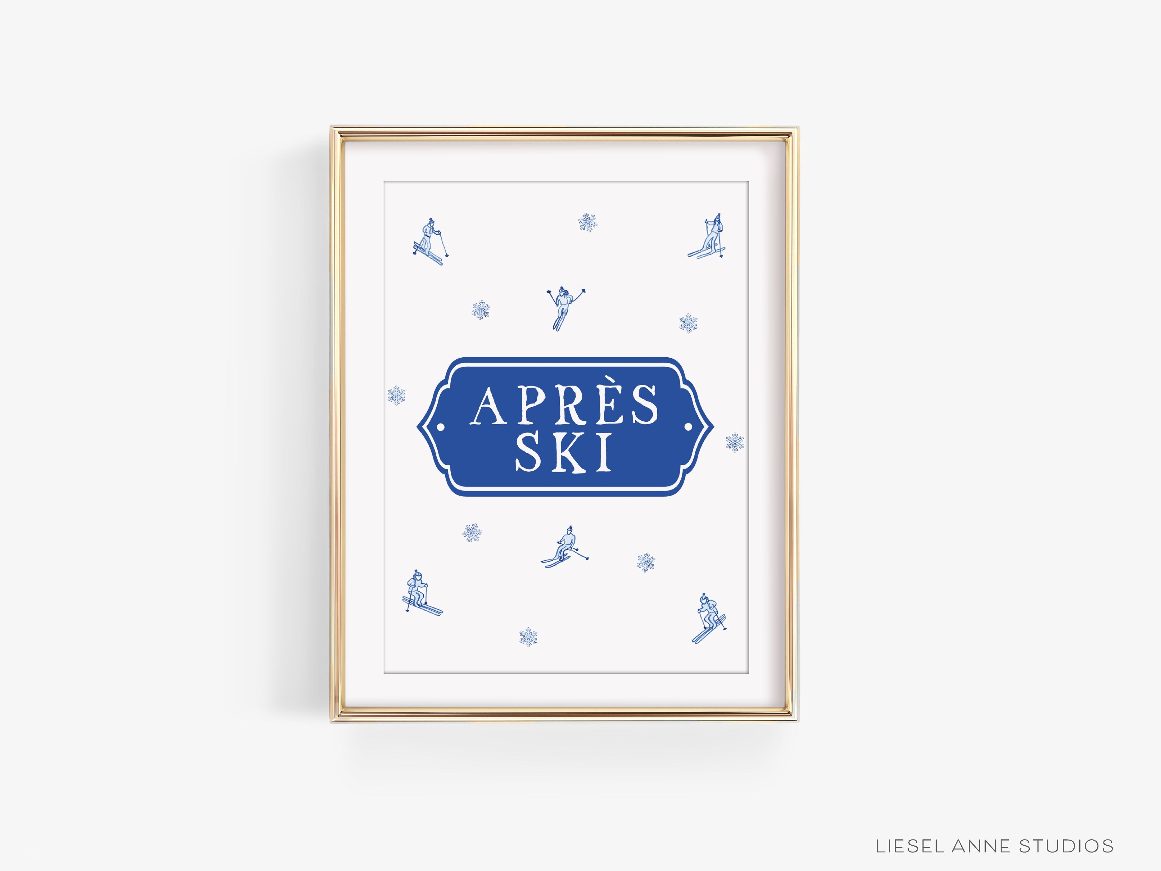 Après Ski Art Print-This watercolor art print features our hand-painted blue and white skiers, printed in the USA on 120lb high quality art paper. This makes a great gift or wall decor for the snow day lover in your life.-The Singing Little Bird