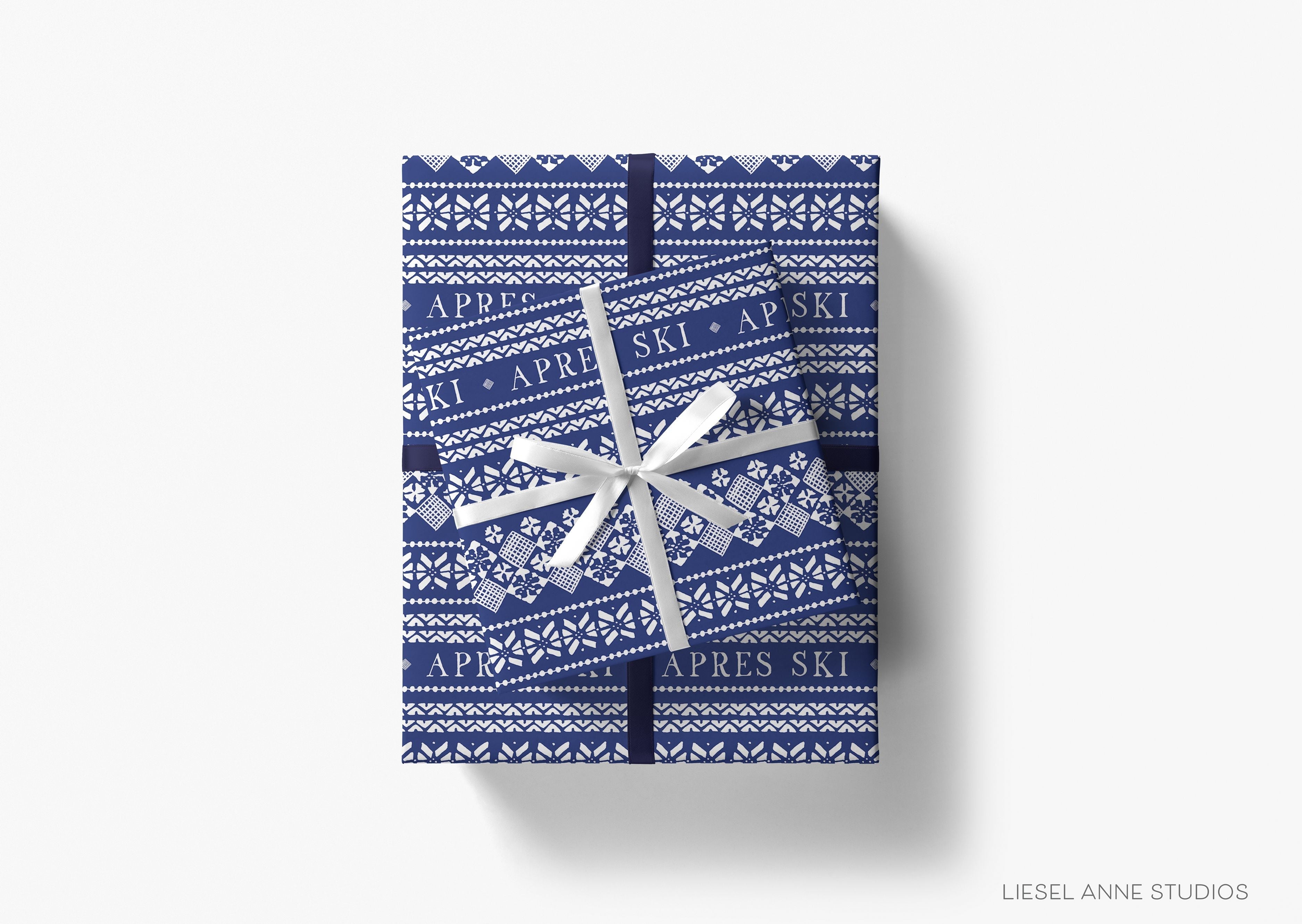 Après Ski Blue Sweater Gift Wrap-This matte finish gift wrap features our hand-painted watercolor snowflakes and sweater design. It makes a perfect wrapping paper for a holiday present. -The Singing Little Bird