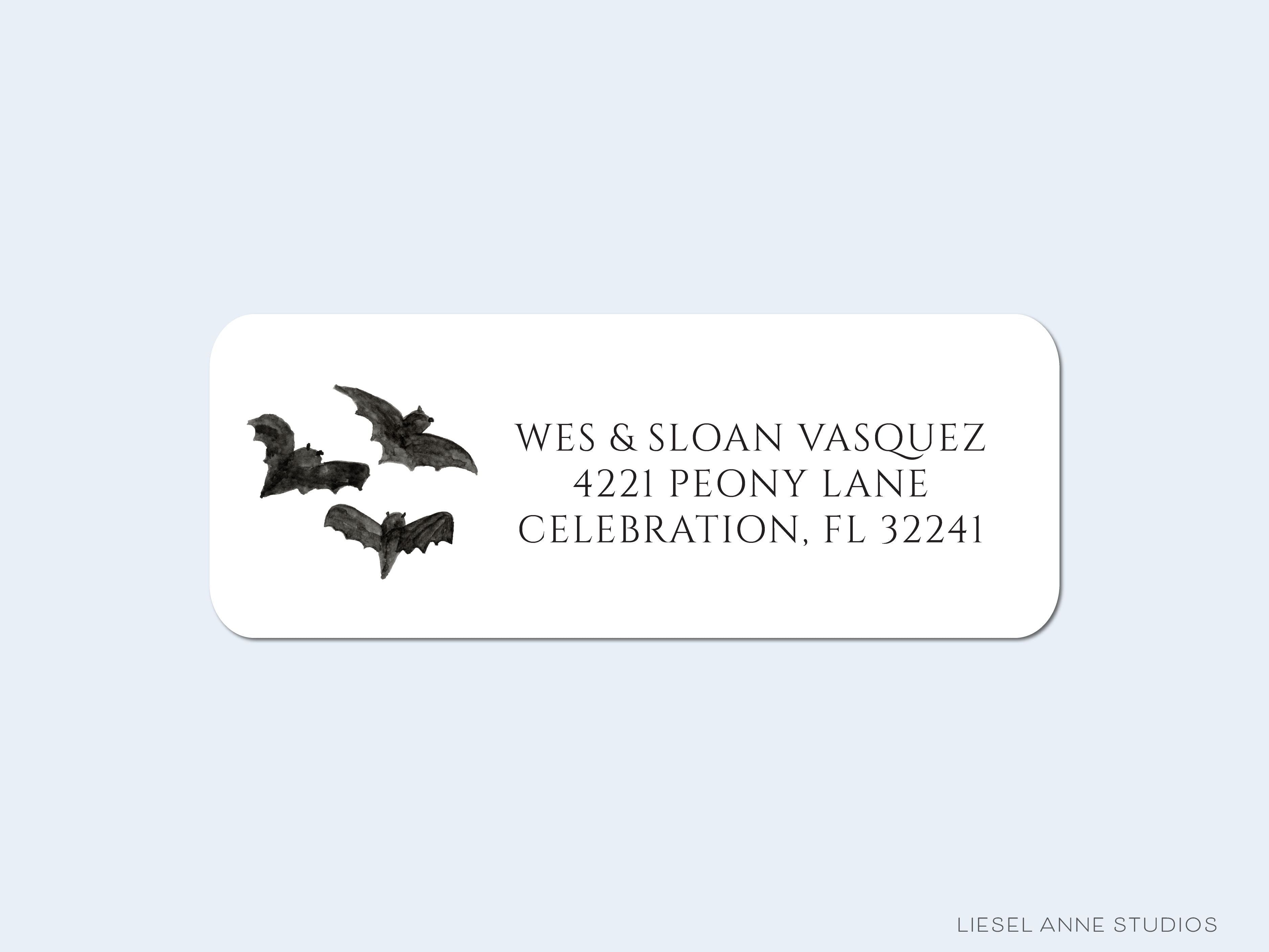 Bat Colony Return Address Labels-These personalized return address labels are 2.625" x 1" and feature our hand-painted watercolor bats, printed in the USA on beautiful matte finish labels. These make gifts for yourself or the Halloween lover. -The Singing Little Bird