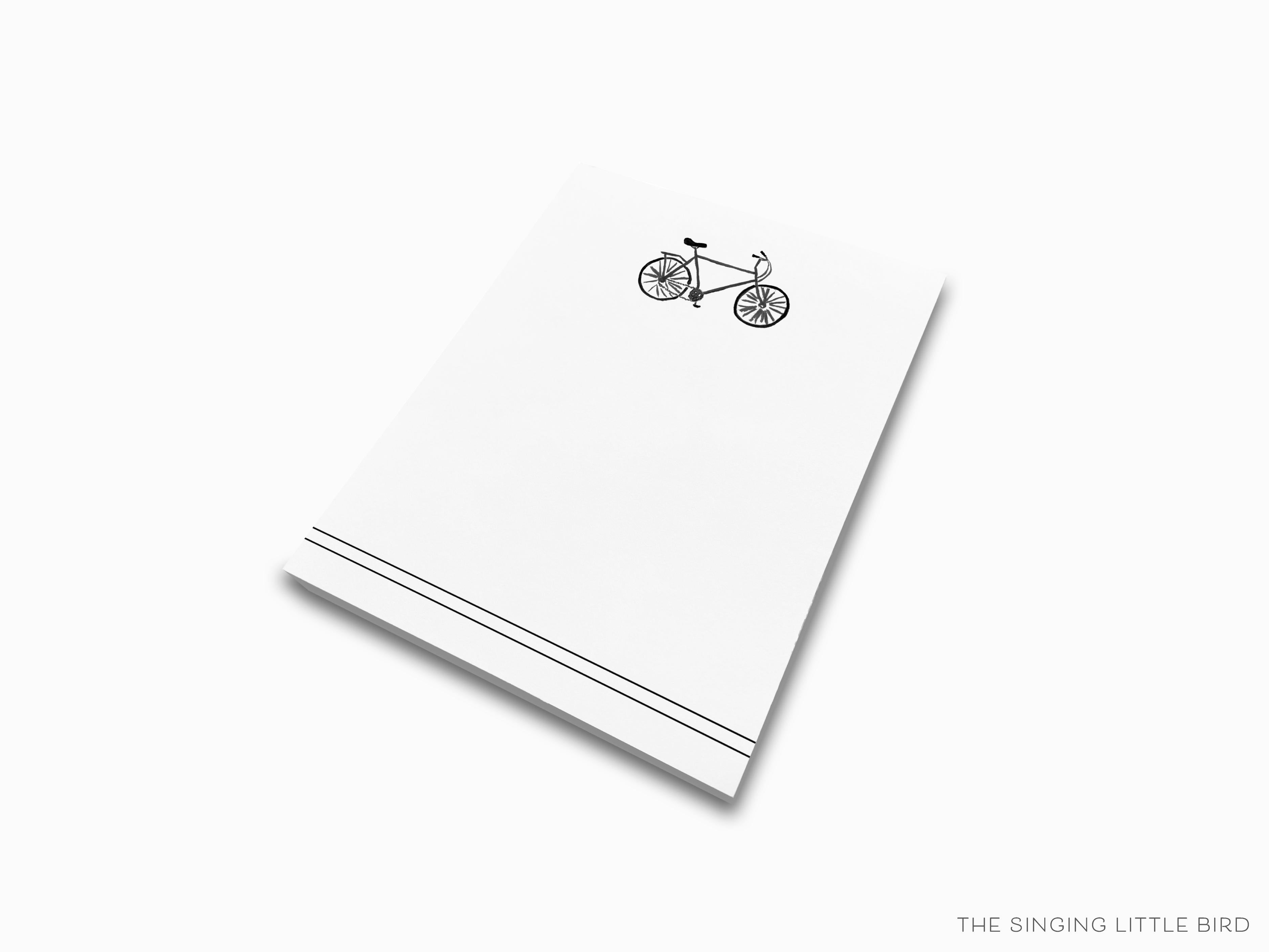 Bicycle Notepad-These notepads feature our hand-painted watercolor bicycle, printed in the USA on a beautiful smooth stock. You choose which size you want (or bundled together for a beautiful gift set) and makes a great gift for the checklist and bike lover in your life.-The Singing Little Bird