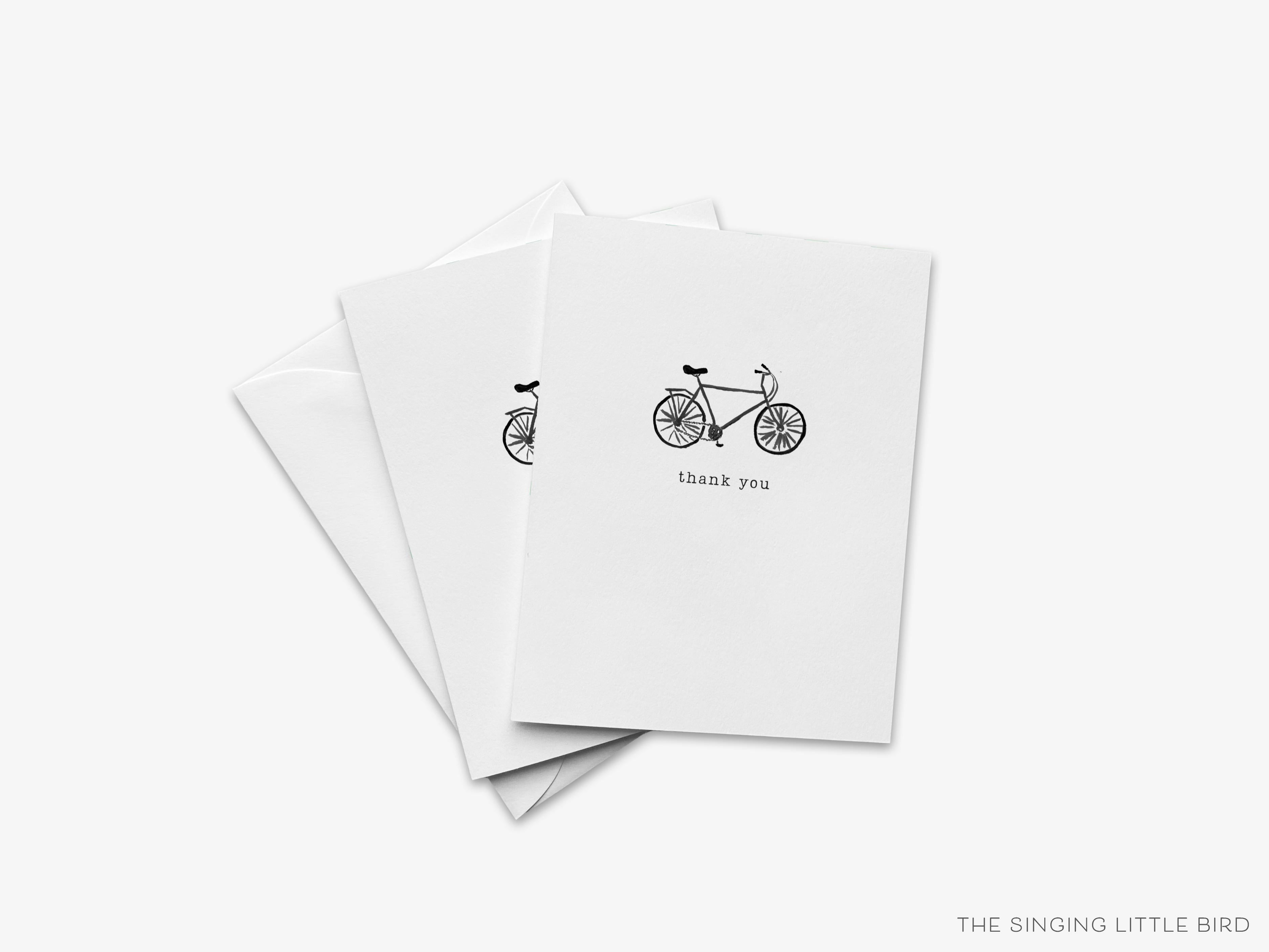 Bicycle Thank You Greeting Card-These folded greeting cards are 4.25x5.5 and feature our hand-painted bicycle, printed in the USA on 100lb textured stock. They come with a White envelope and make a great thank you card for the bike lover in your life.-The Singing Little Bird