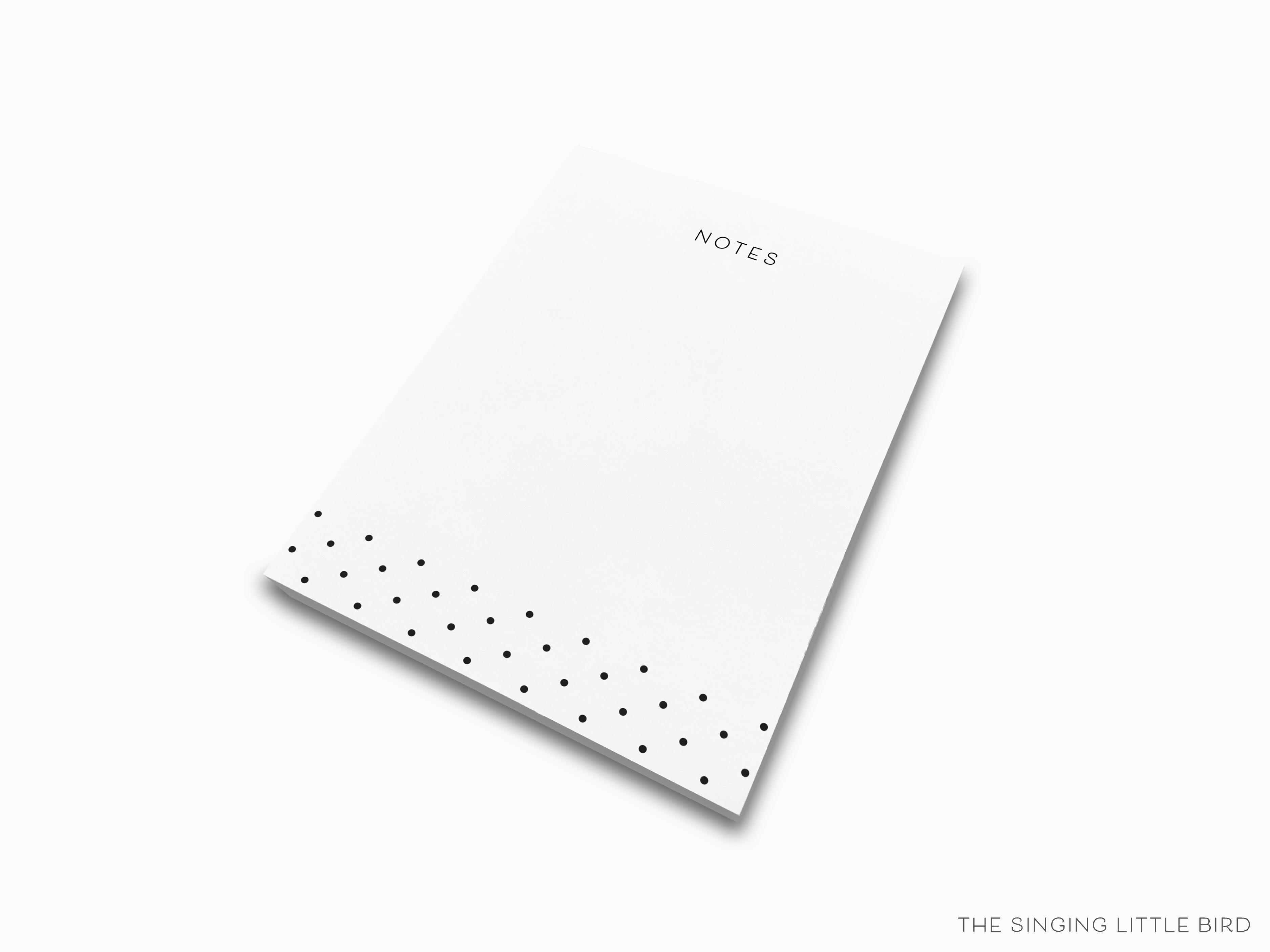 Black and White Polka Dot Notepad-These notepads feature our hand-painted watercolor polka dots, printed in the USA on a beautiful smooth stock. You choose which size you want (or bundled together for a beautiful gift set) and makes a great gift for the checklist and black and white chic lover in your life.-The Singing Little Bird