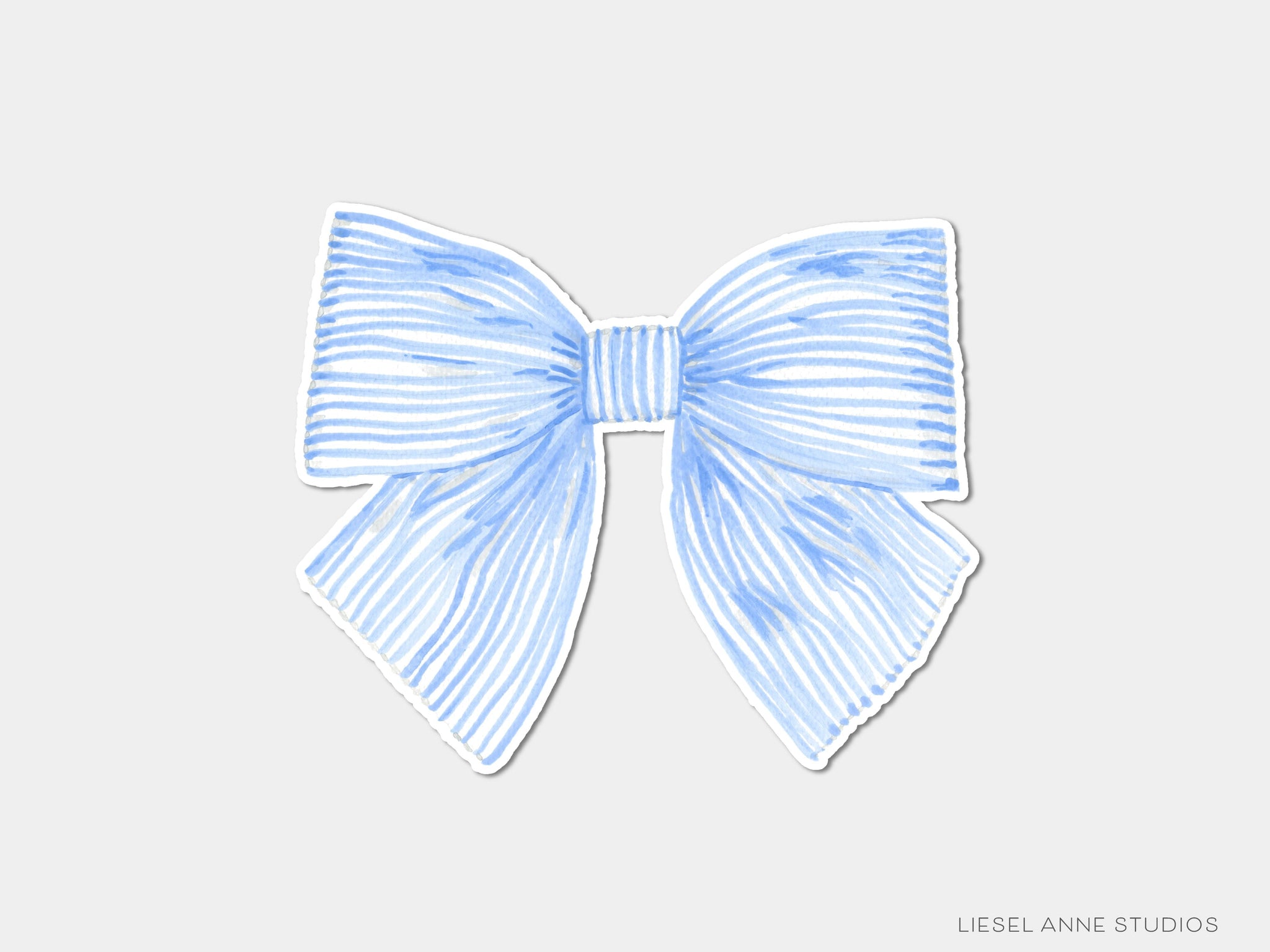 Blue Striped Bow Vinyl Sticker | Liesel Anne Studios