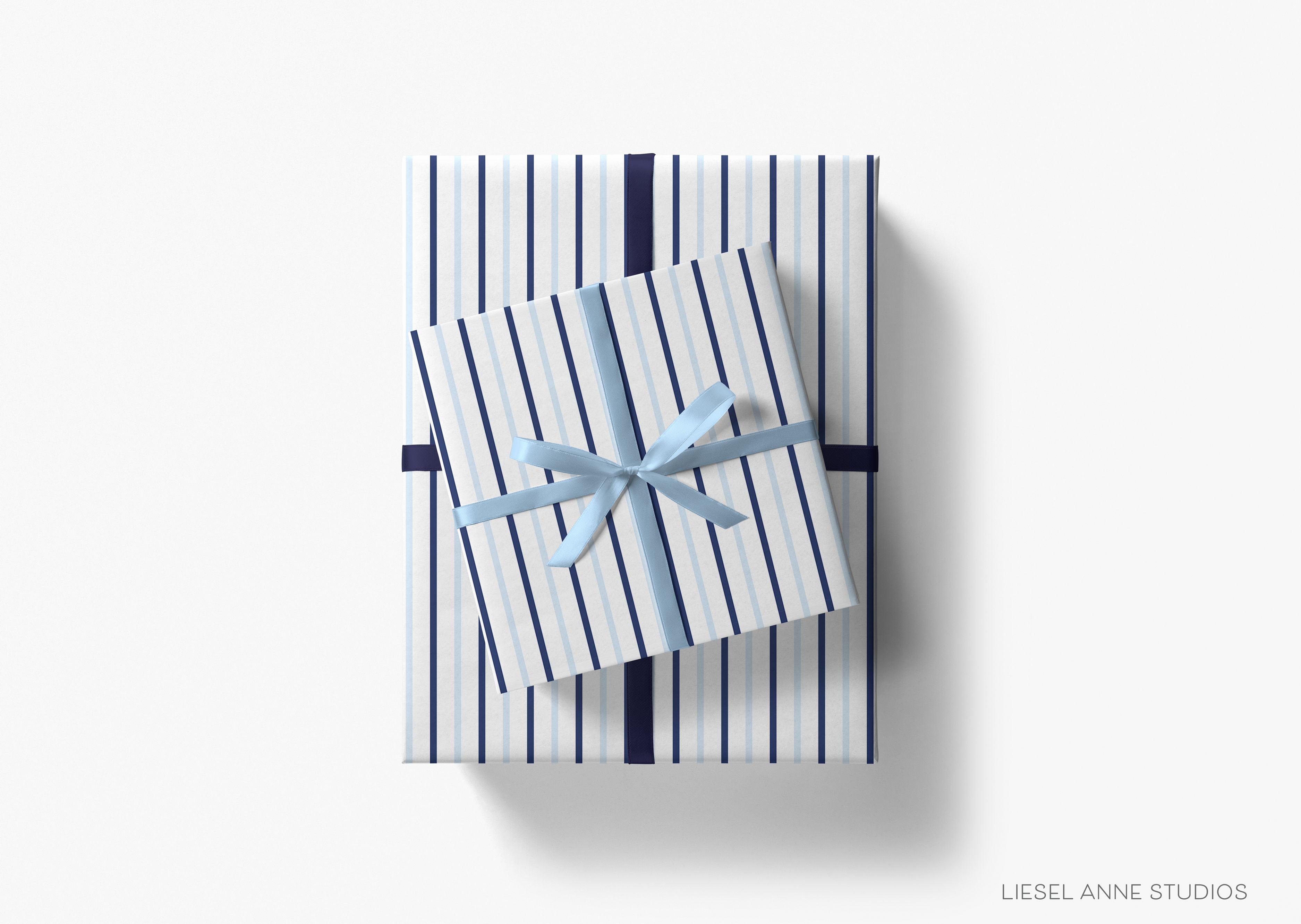 Blue and White Stripe Gift Wrap-This matte finish gift wrap features our hand-painted watercolor stripes. It makes a perfect wrapping paper for a holiday present. -The Singing Little Bird