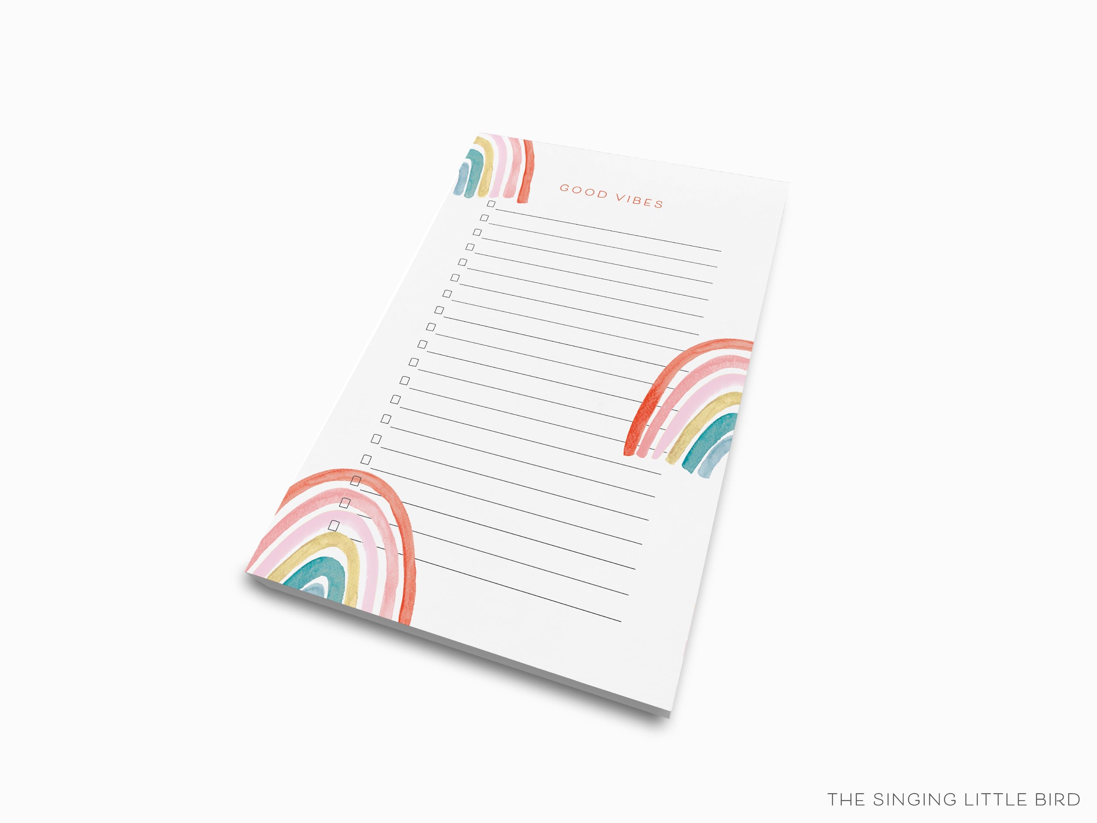 Boho Rainbow Notepad-These notepads feature our hand-painted watercolor rainbow, printed in the USA on a beautiful smooth stock. You choose which size you want (or bundled together for a beautiful gift set) and makes a great gift for the checklist and boho lover in your life.-The Singing Little Bird