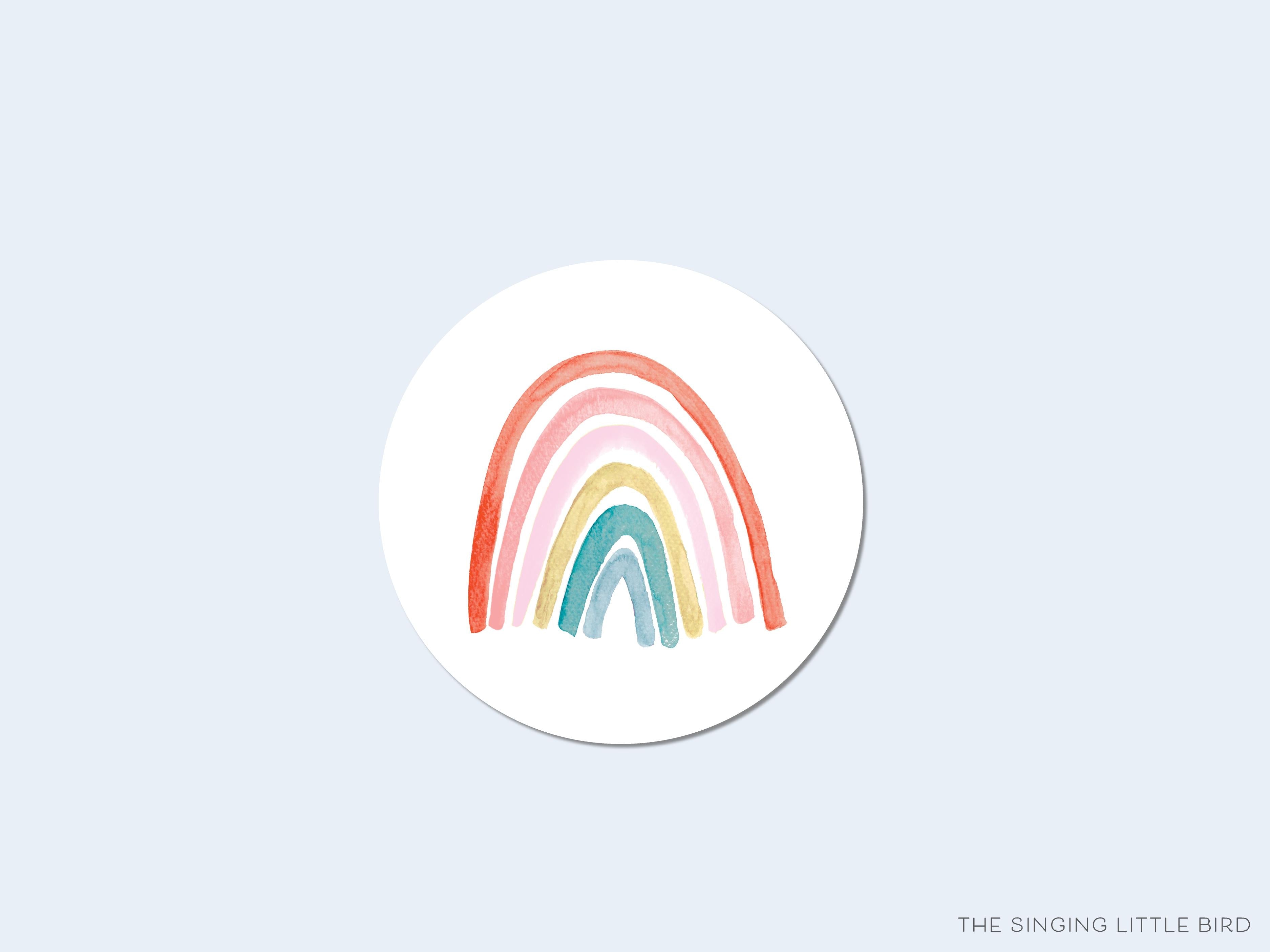 Boho Rainbow Round Stickers-These matte round stickers feature our hand-painted watercolor Rainbow, making great envelope seals or gifts for the rainbow lover in your life.-The Singing Little Bird